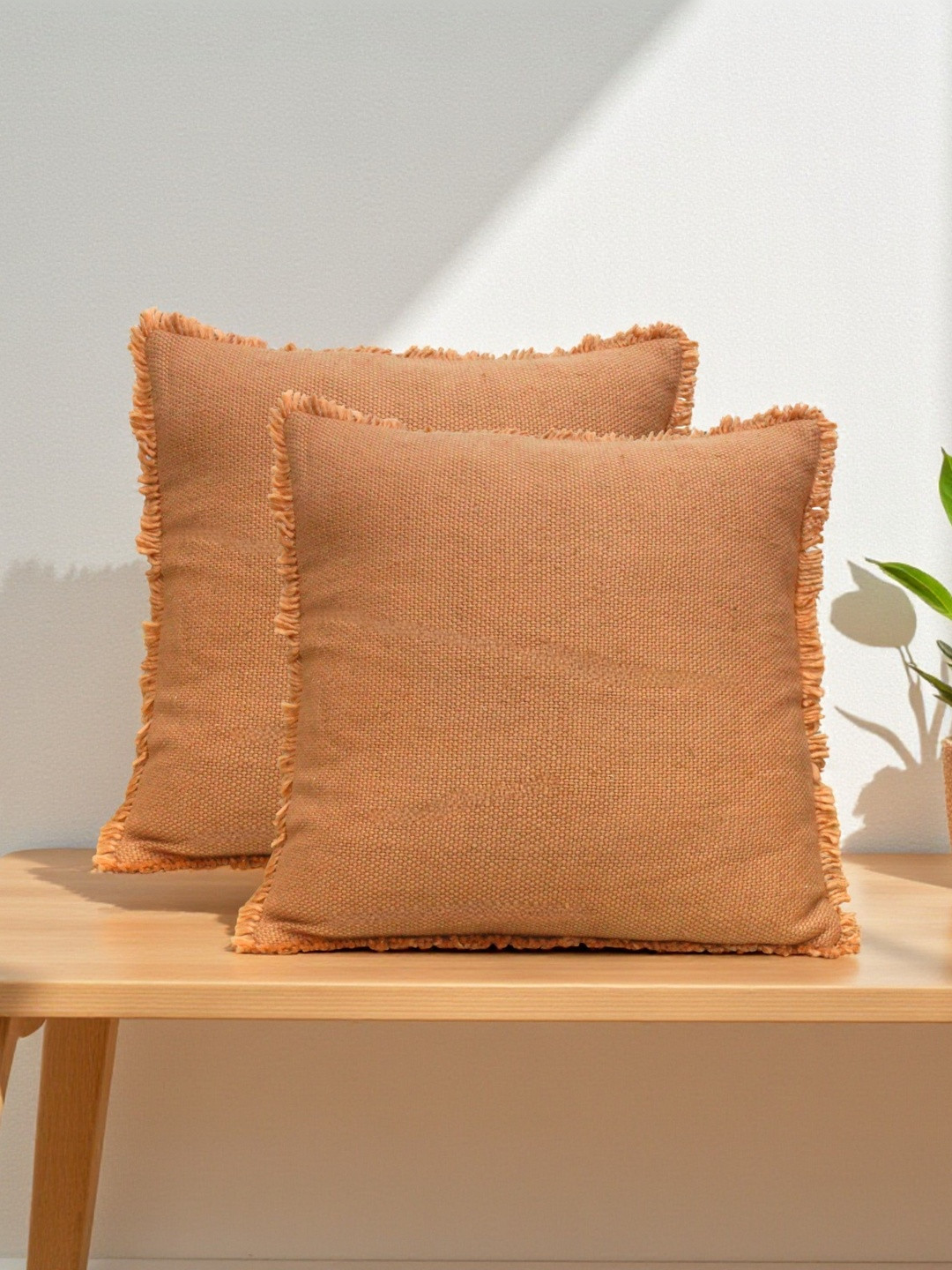 eyda Rust Set of 2 Square Cushion Covers