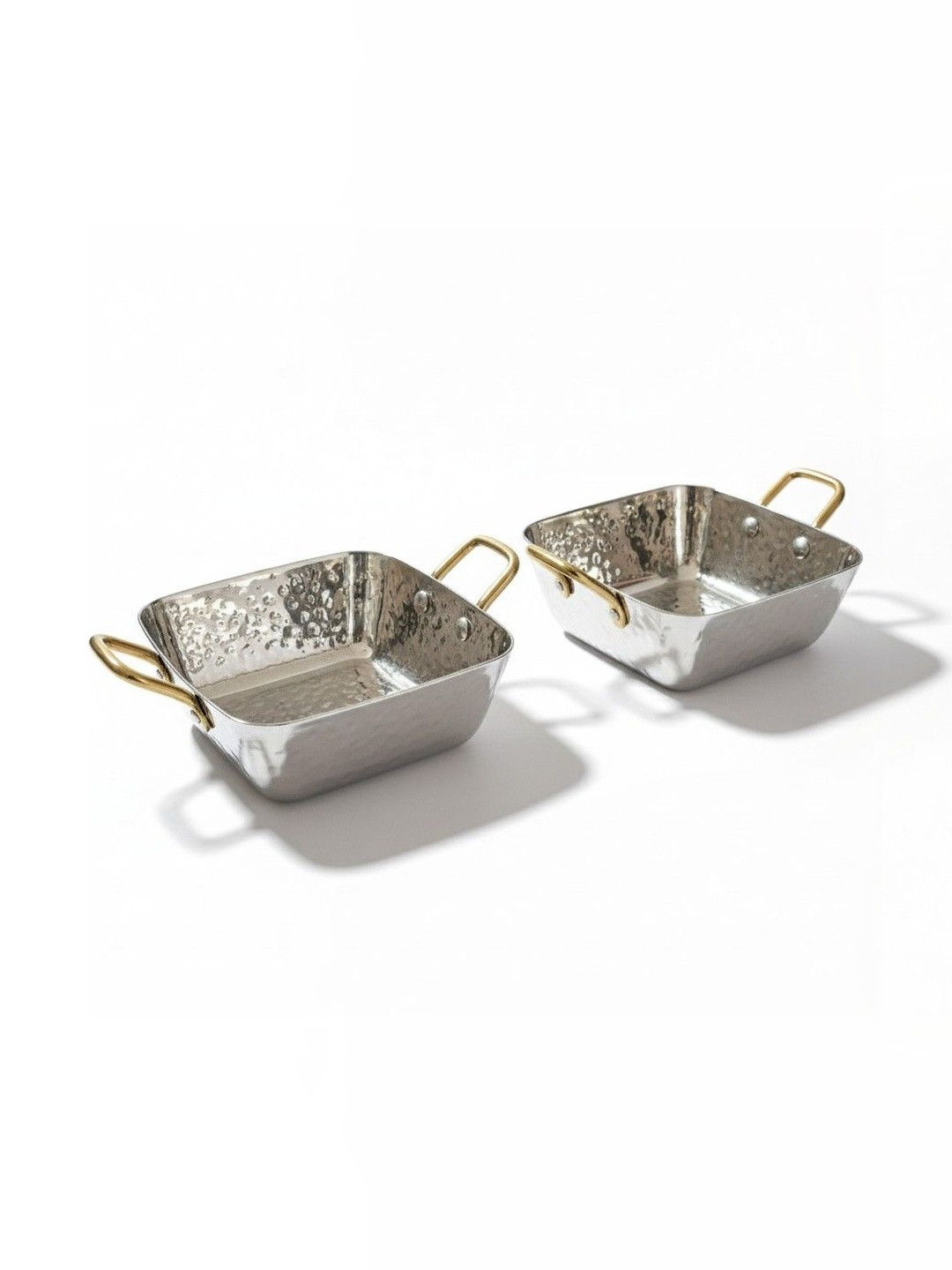 Car-O-Bar Silver-Toned & Gold Toned 2 Pieces Stainless Steel Easy to Clean Serving Bowls