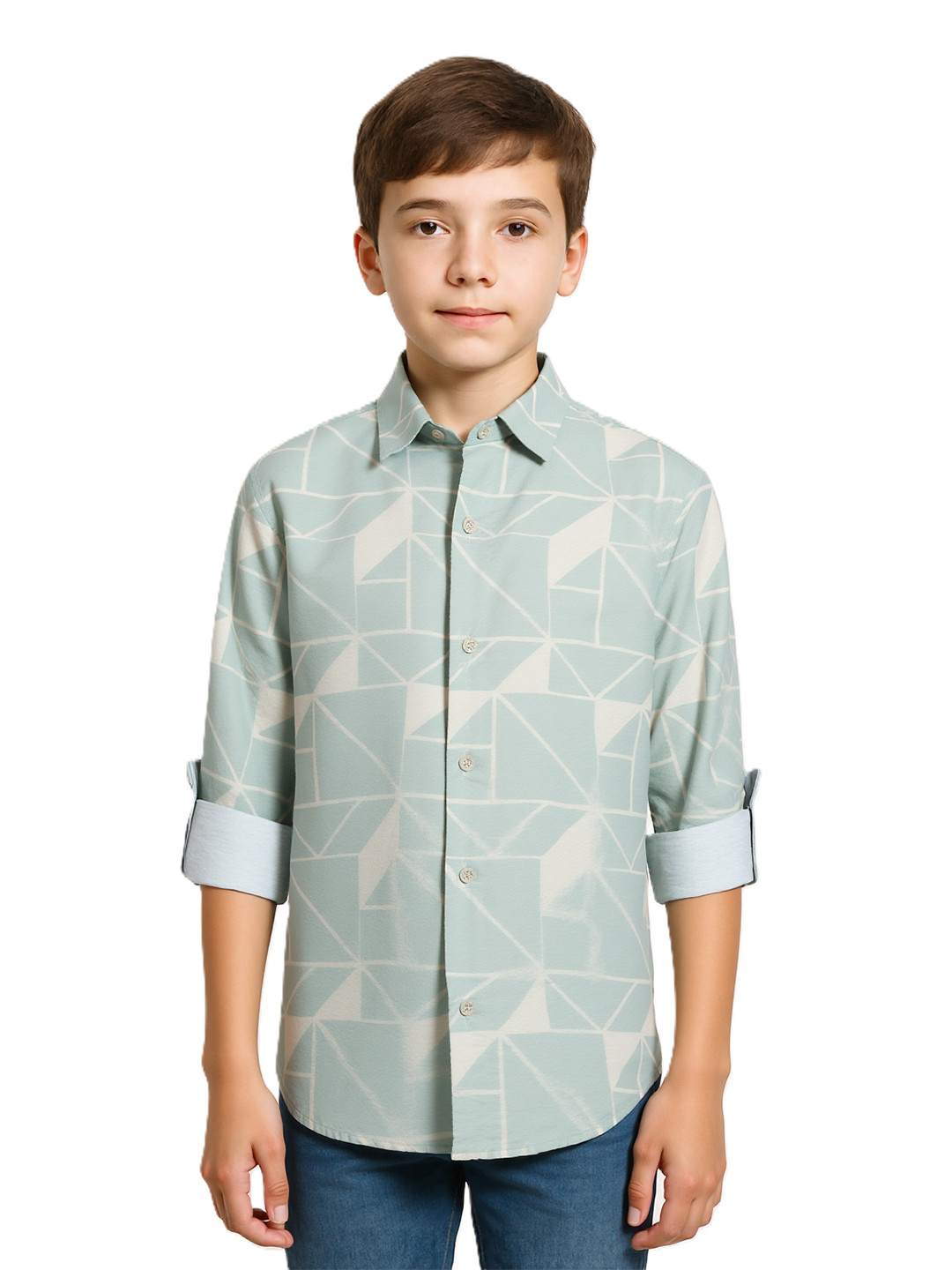 CHARCHIT Boys Comfort Geometric Printed Casual Shirt