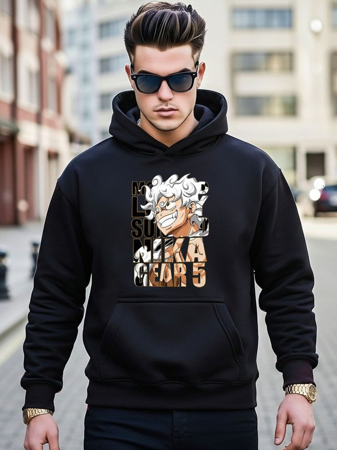 Moda Rapido Men Printed Hooded Sweatshirt