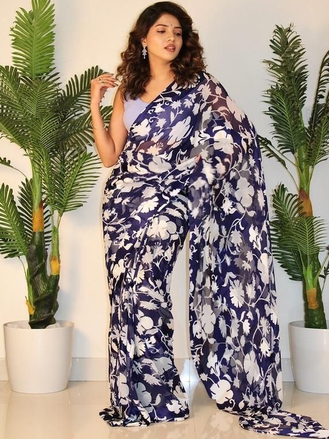 Sanwariya Silk Floral Pure Georgette Saree