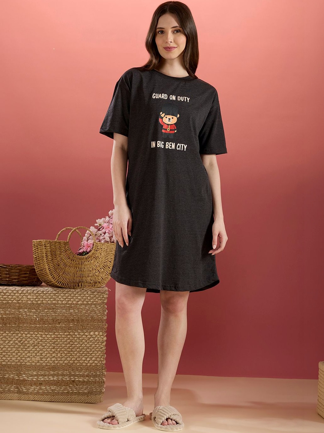 Bedtime story Printed Pure Cotton T-shirt Nightdress