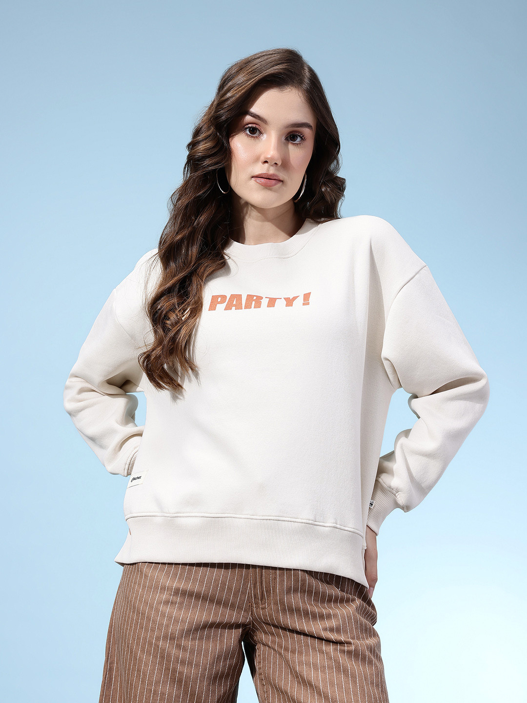 glitchez Typography Printed Oversized Pullover