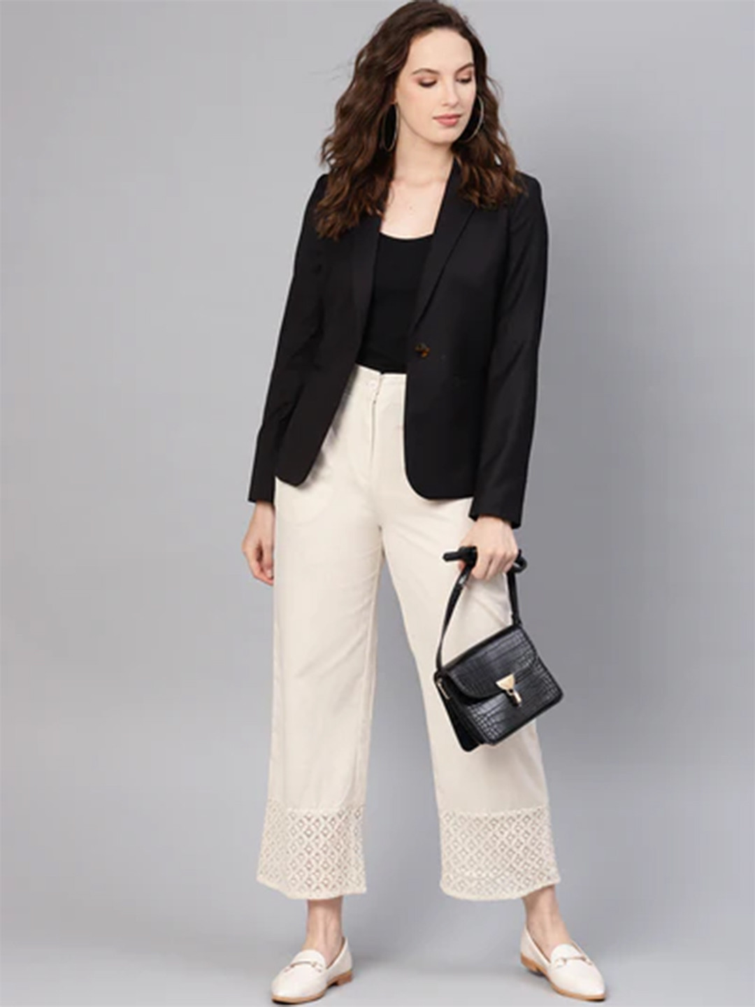 AMIRAS INDIAN ETHNIC WEAR Off White Cotton Embellished Hakoba Pant