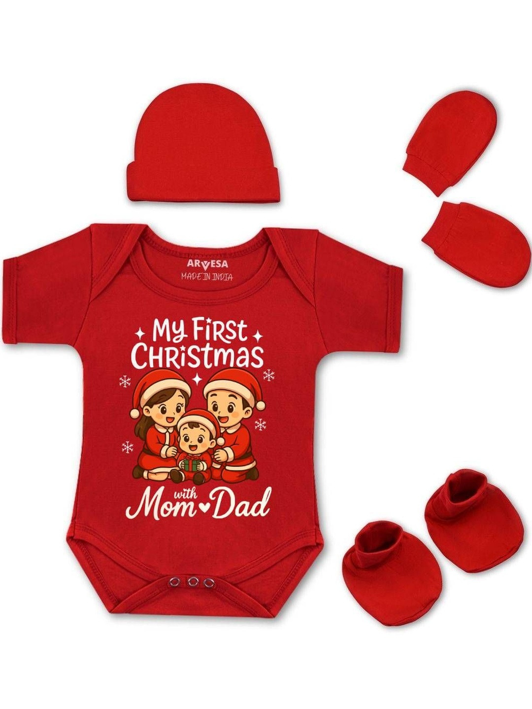 Arvesa Infants My First Christmas Printed Bodysuit