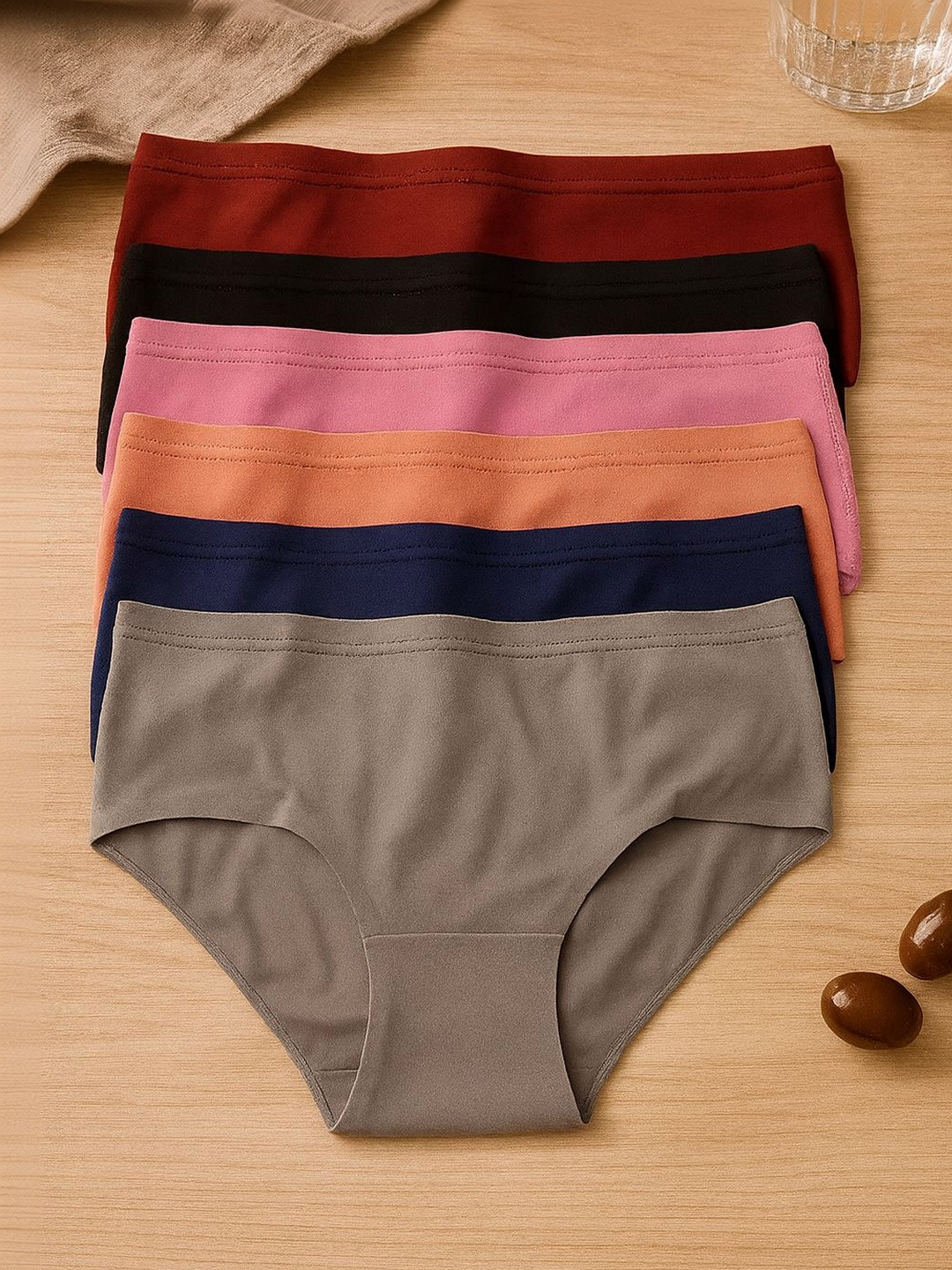 FiveFlag Women Pack Of 6 Combed Cotton Mid-Rise Hipster Briefs