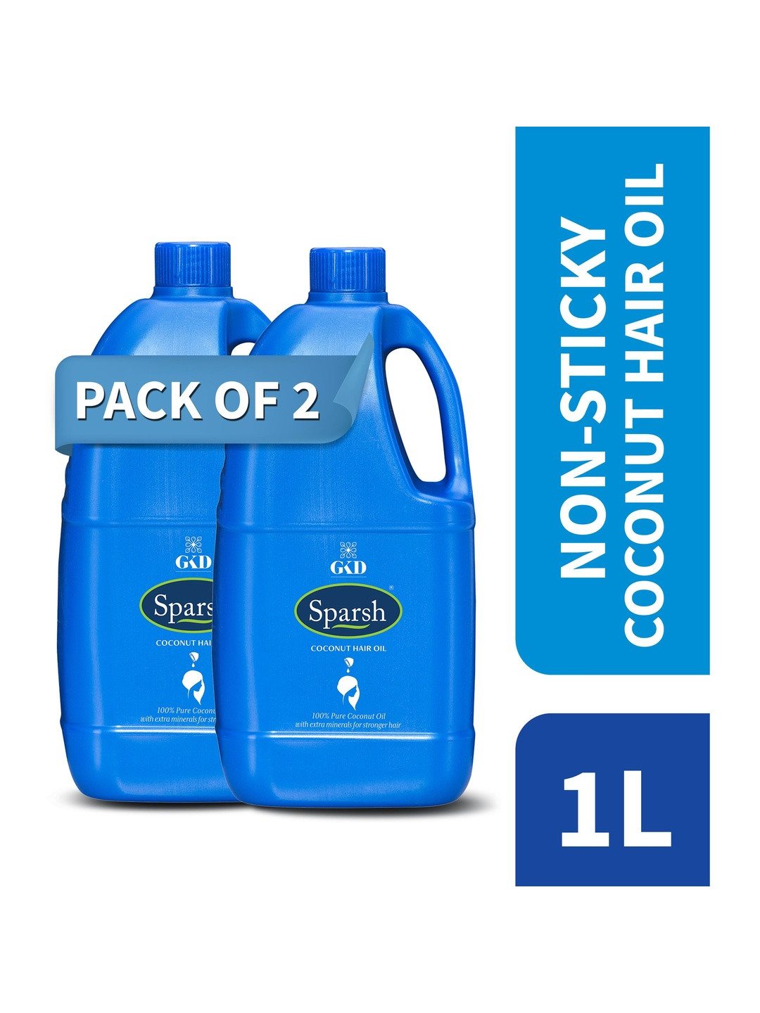 GKD Premium Set Of 2 Sparsh Coconut Hair Oil With Vitamin E - 1 L Each