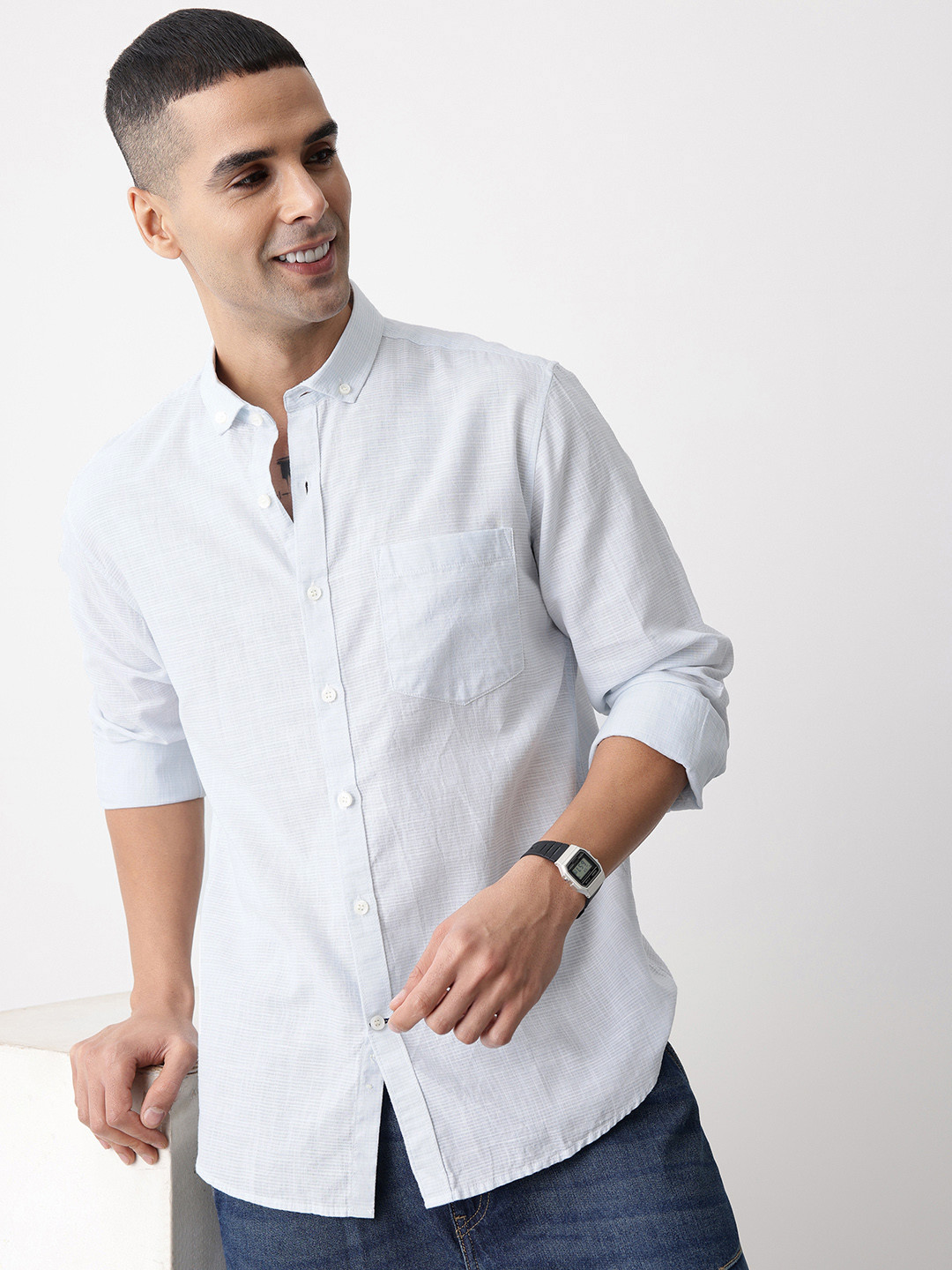 Mast & Harbour Striped Pure Cotton Casual Shirt