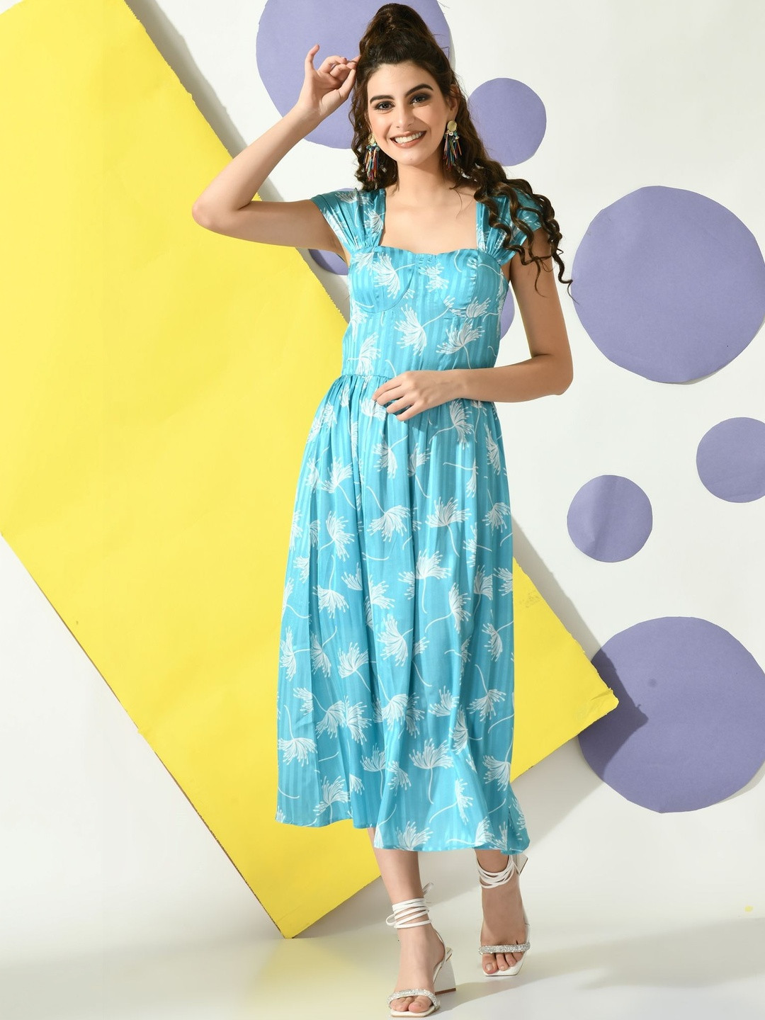 CORSICA Floral Print Fit & Flare Midi Dress
