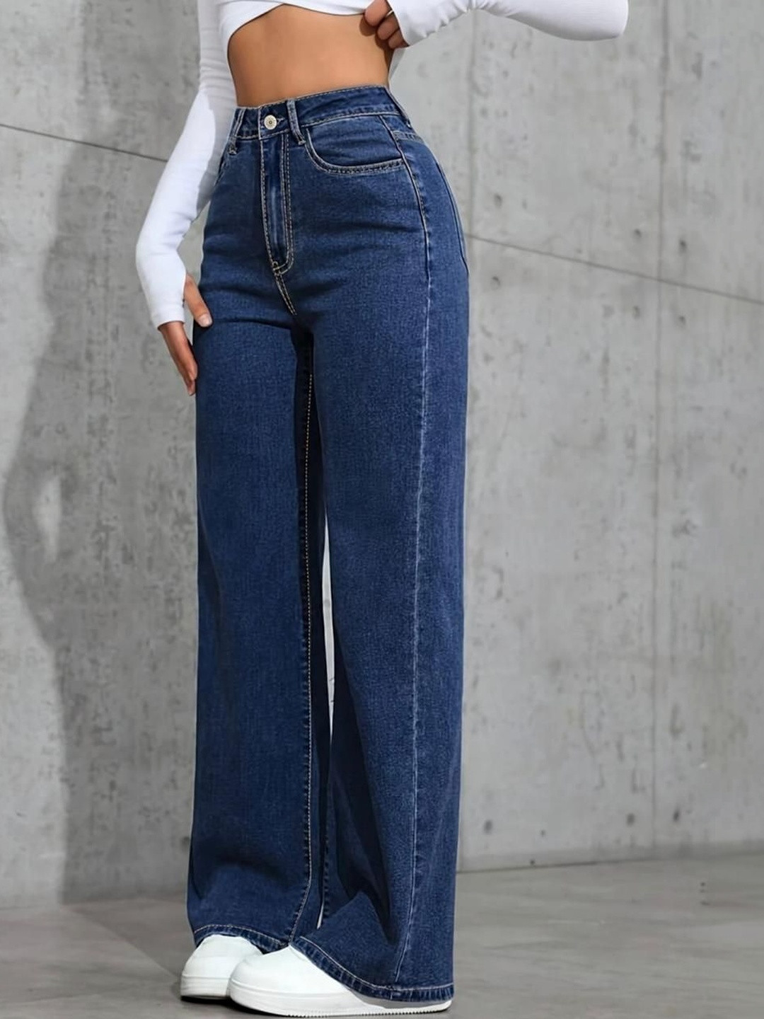 AngelFab Women Straight Fit High-Rise Stretchable Jeans