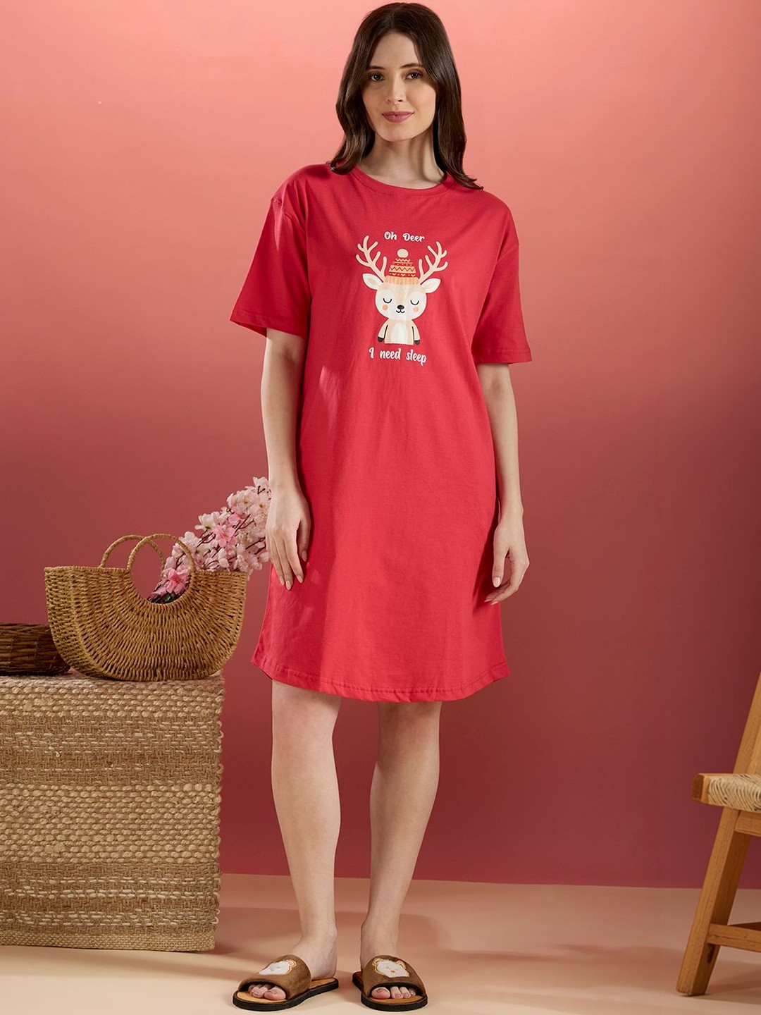 Bedtime story Printed Nightdress
