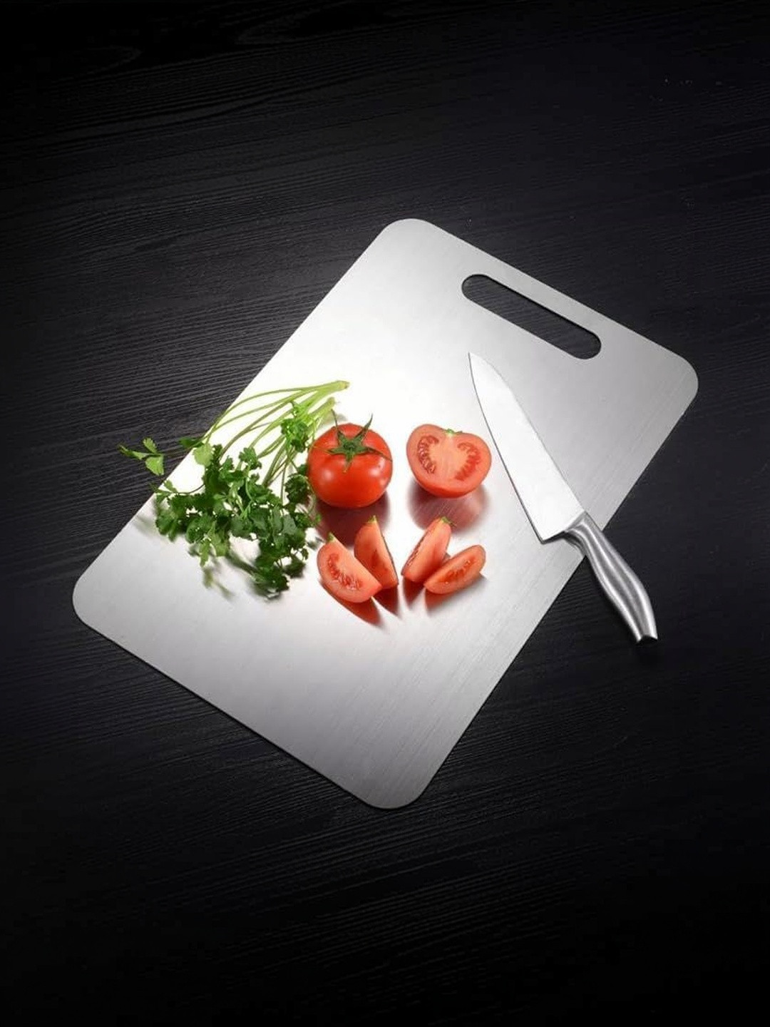 Virtuous Silver-Toned 2025 Stainless Steel Chopping Board