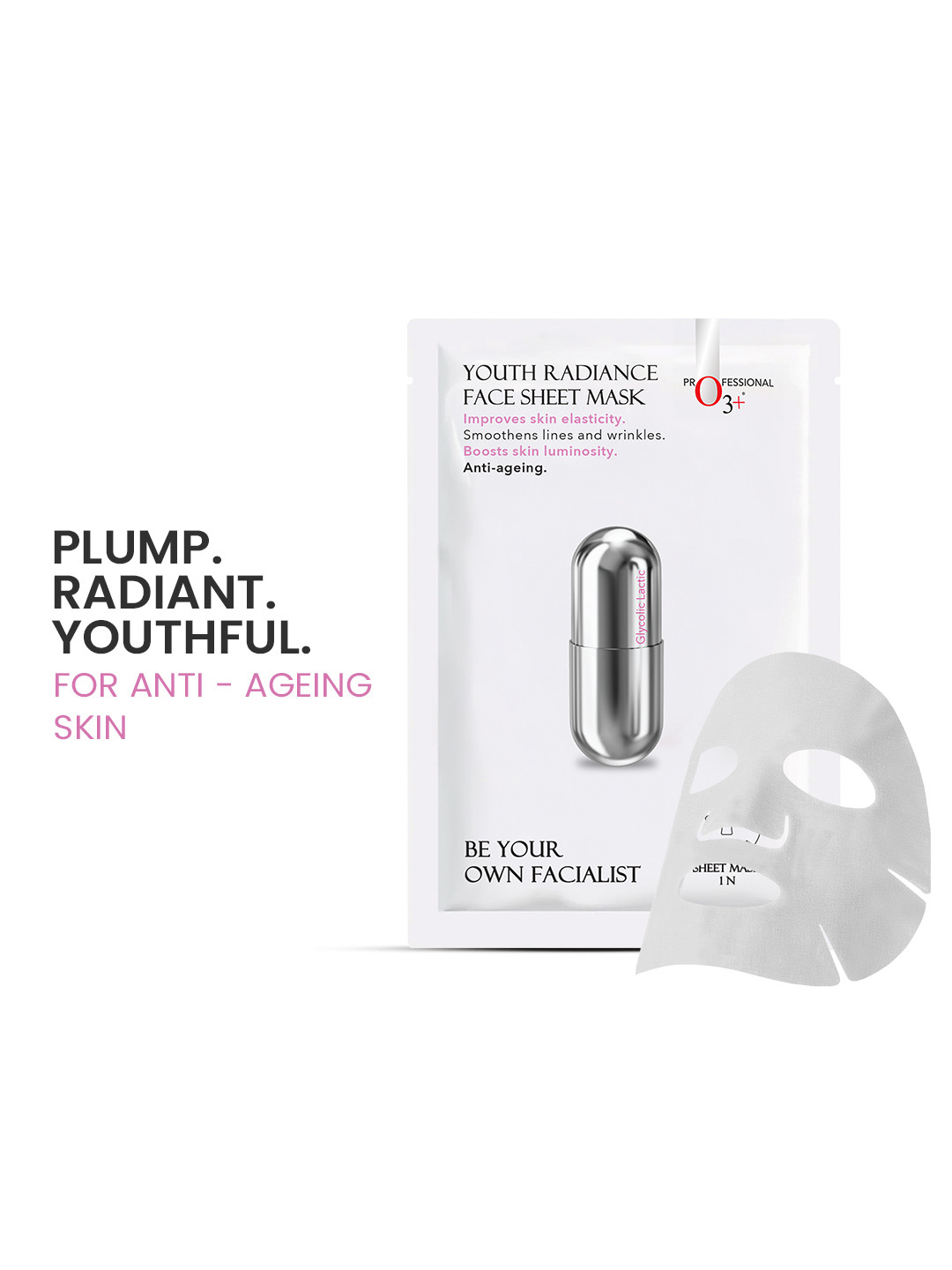 O3 Facialist Vegan Youth Radiance Anti-Ageing Glycolic Face Sheet Mask 30 gm