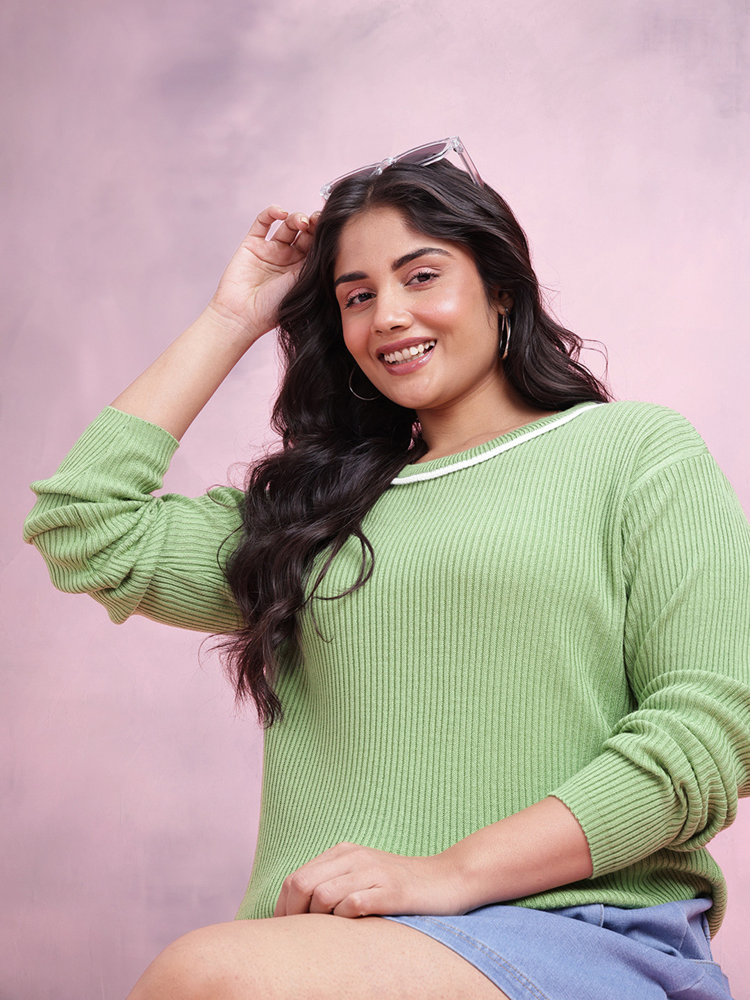 DressBerry Curve Plus Size Ribbed Pullover