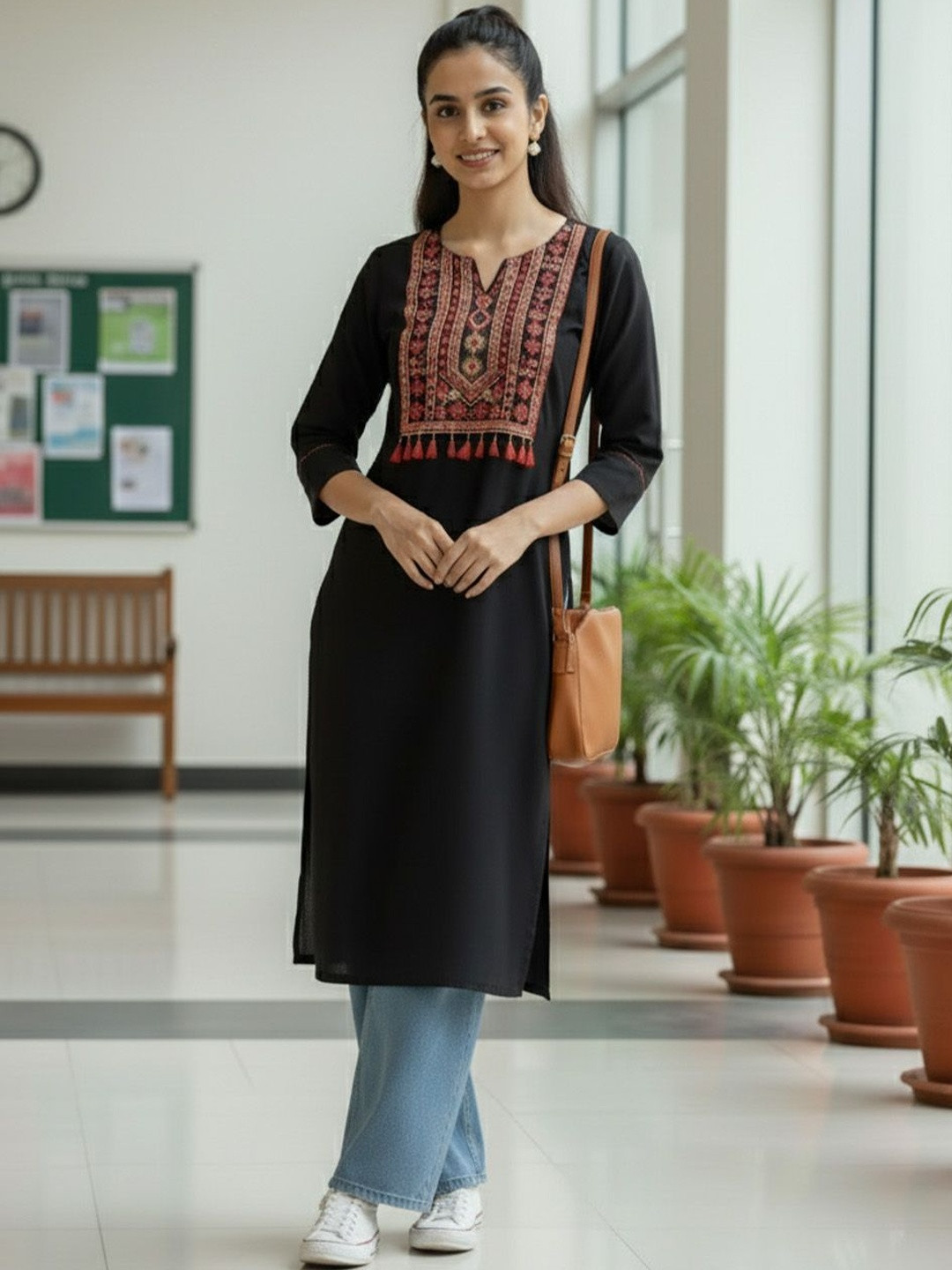 Varanga Women Ethnic Motifs Embroidered Thread Work Indie Prints Kurta