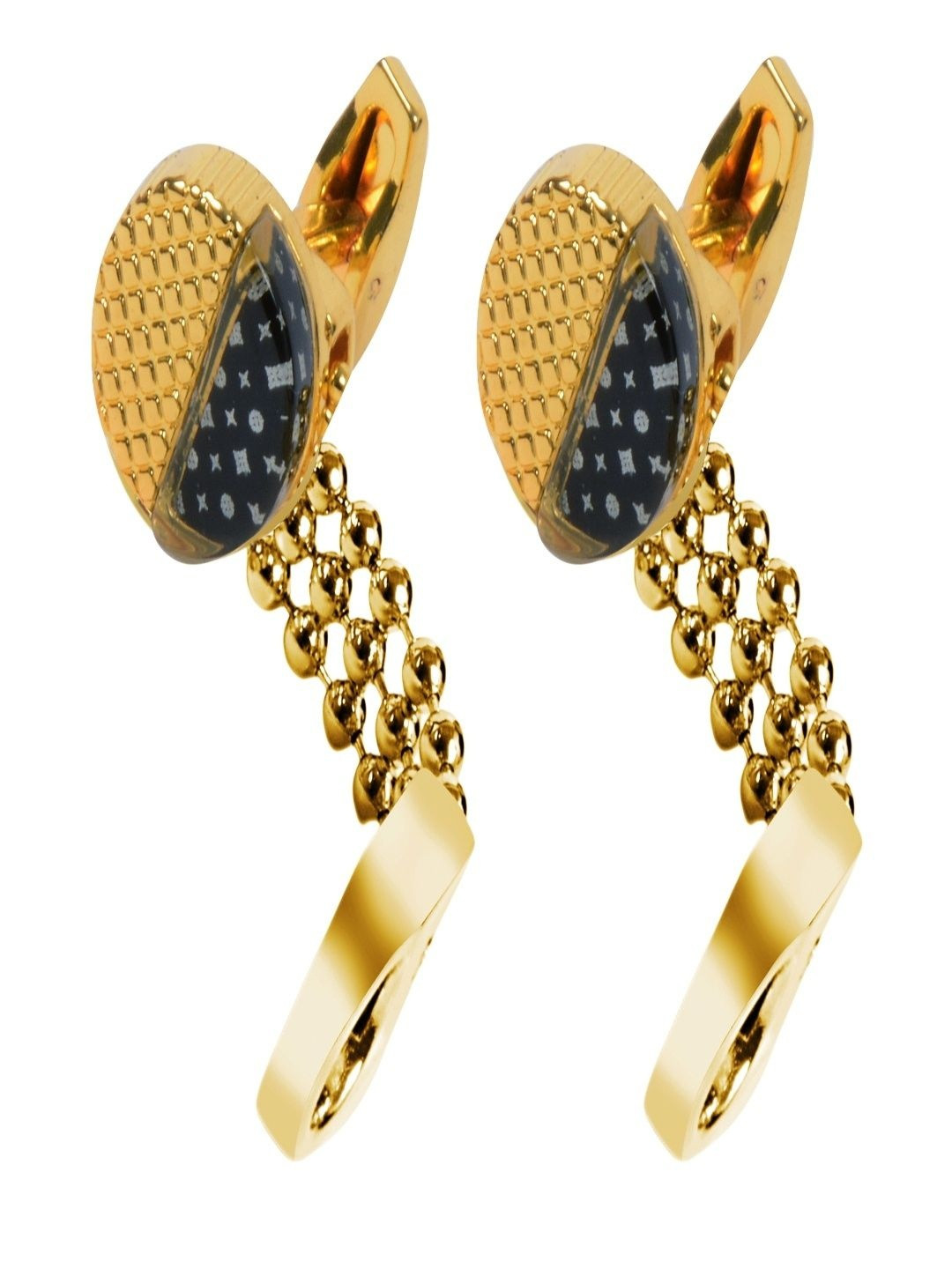 Curren Gold-Plated Contemporary Textured Chain Knot Cufflinks