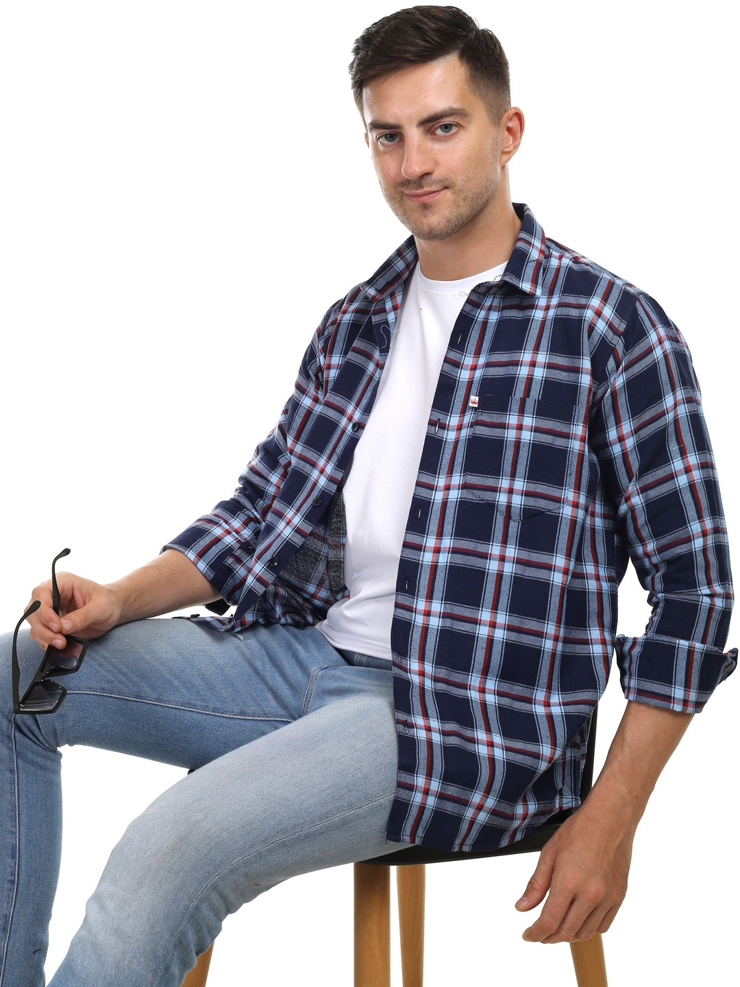 Marc Laurent Men Tartan Checks Checked Casual Shirt