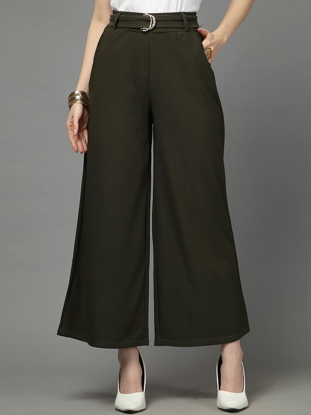 Style Quotient Women Solid Self Design Formal Trouser