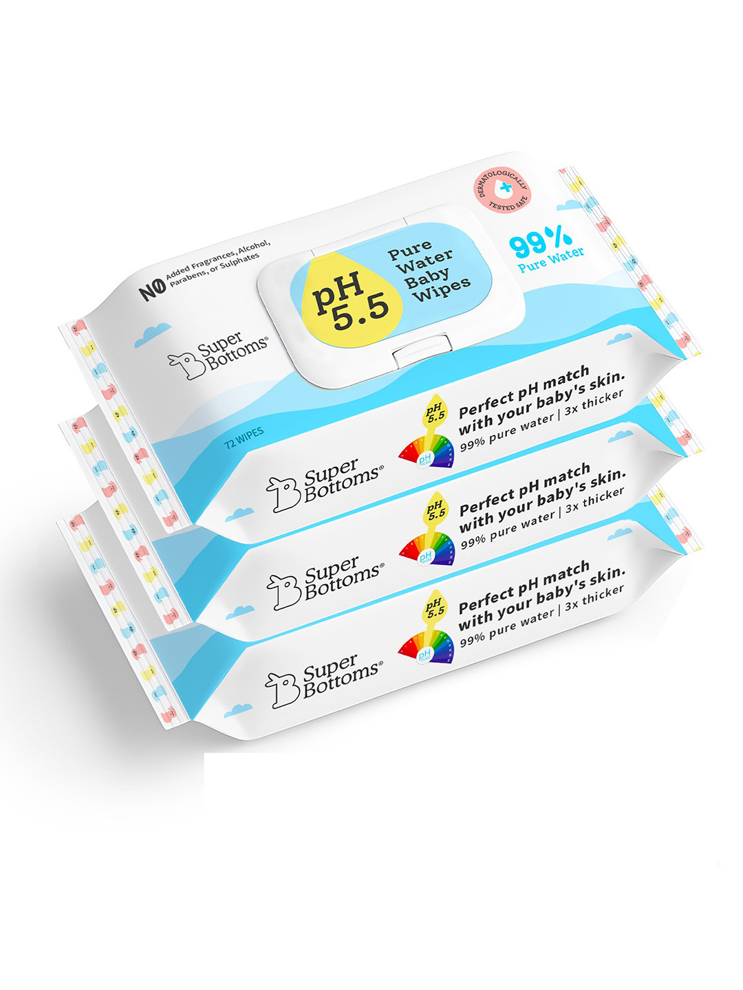 SuperBottoms Set Of 3 Xtrahydrating Wipes - 72Pcs Each