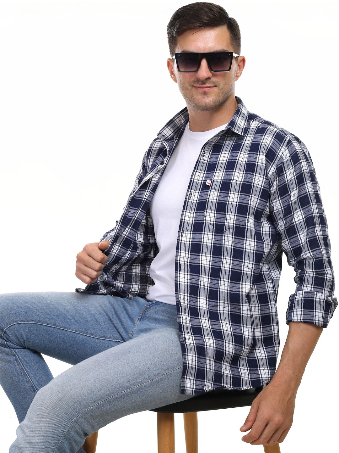 Marc Laurent Men Tartan Checks Checked Casual Shirt