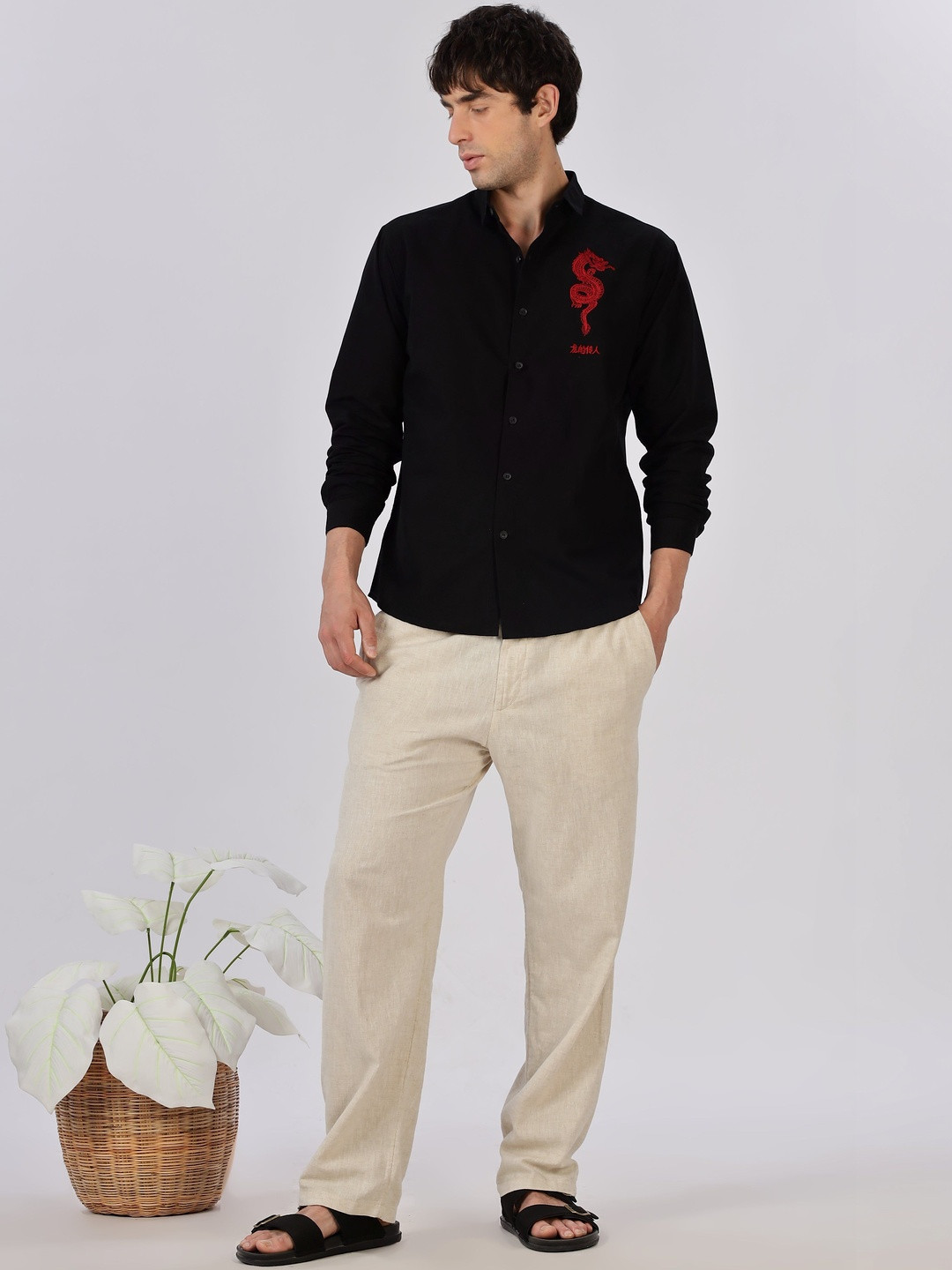 HAMPTONS Cotton Dragon Graphic Long Sleeves Shirt