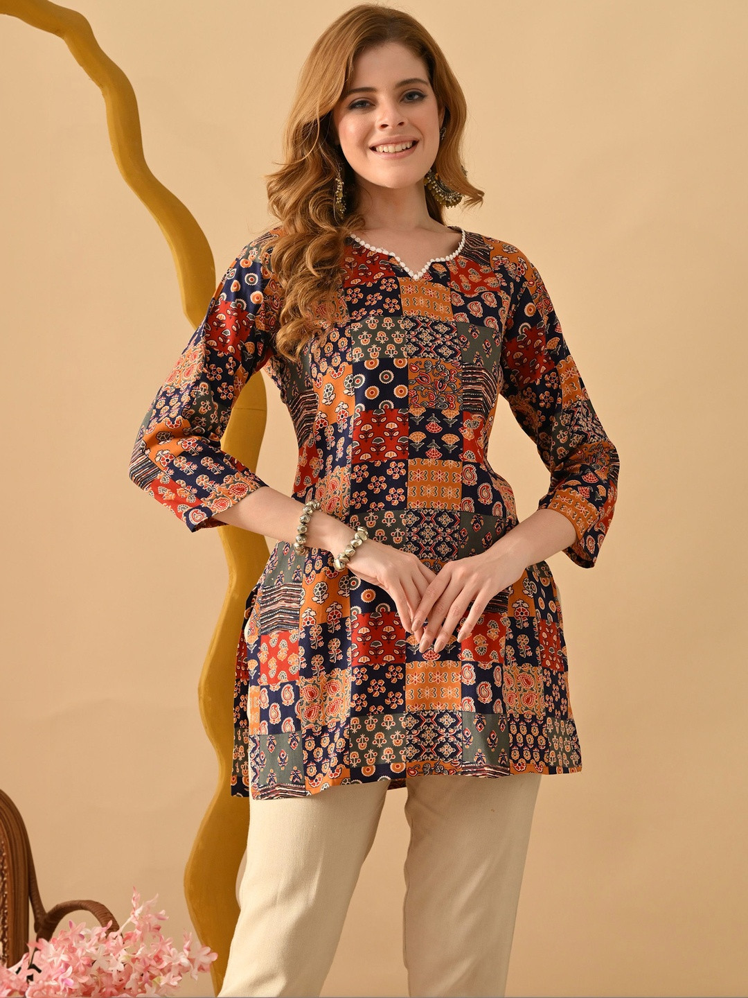 DEEPYOG APPAREL Print Ethnic Cotton Top