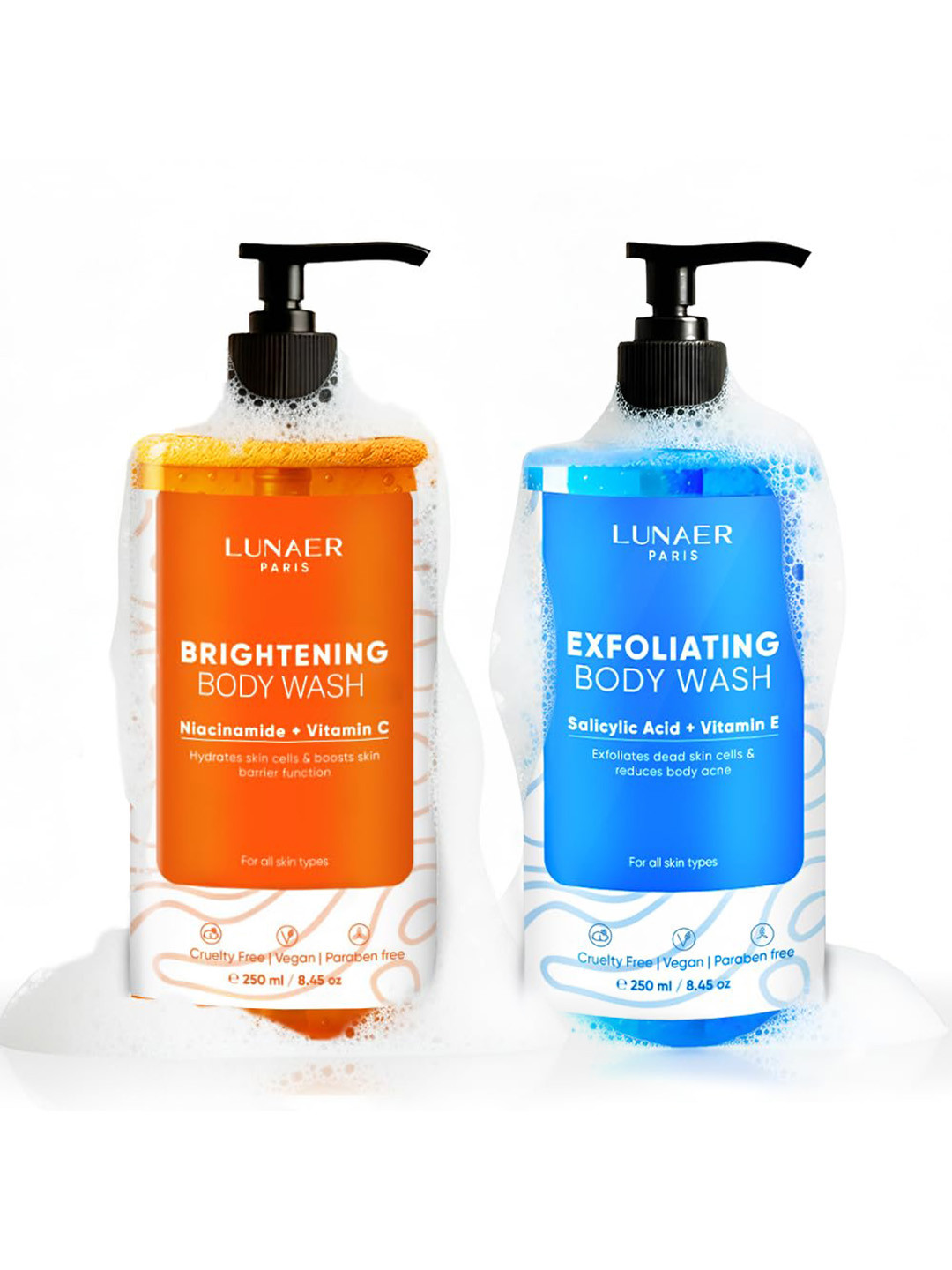 LUNAER Set of Brightening & Exfoliating Body Wash 250ml each