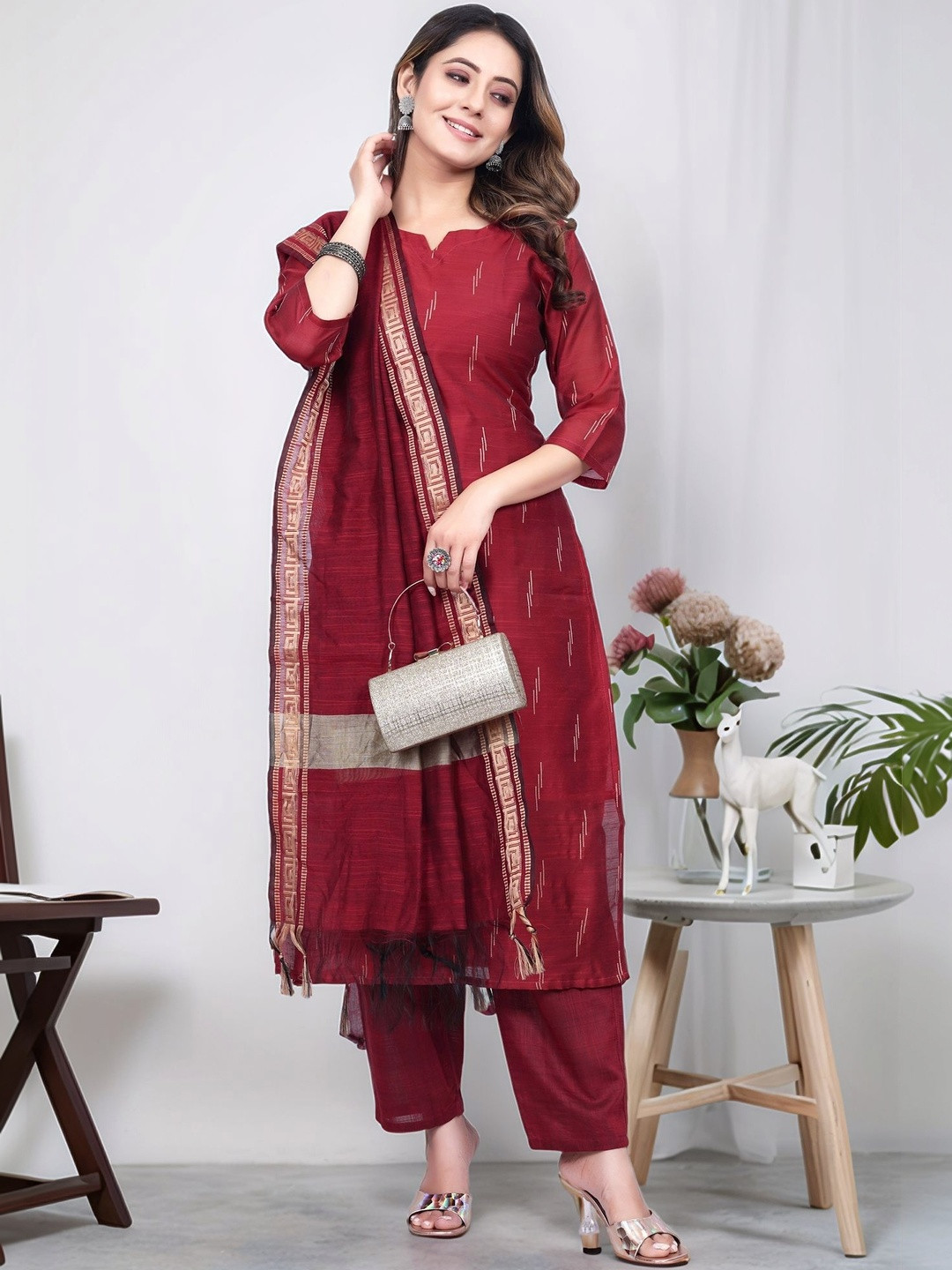 Anouk Rustic Women Regular Kurta with Trousers & With Dupatta