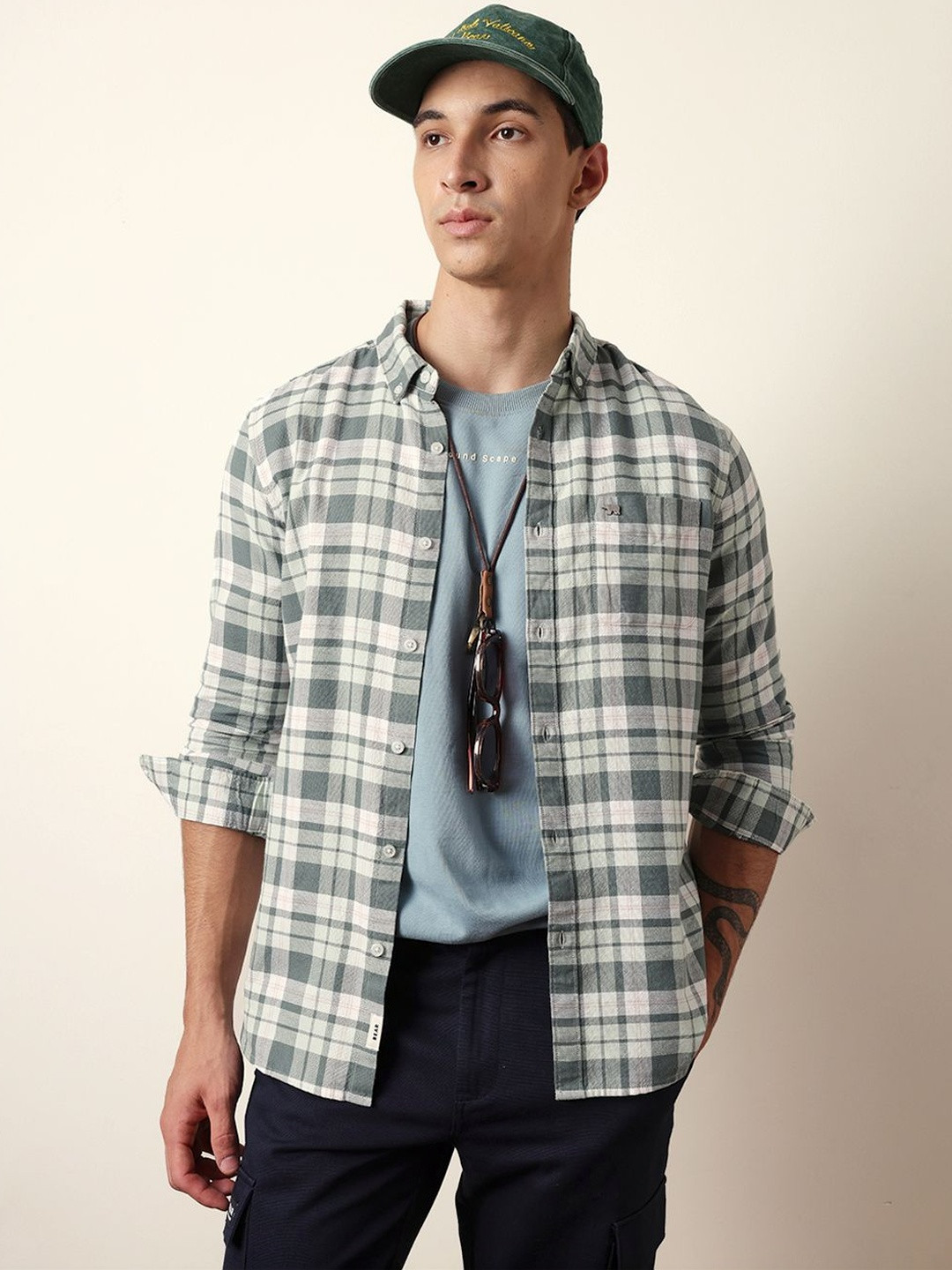 THE BEAR HOUSE Men Slim Fit Checked Casual Shirt