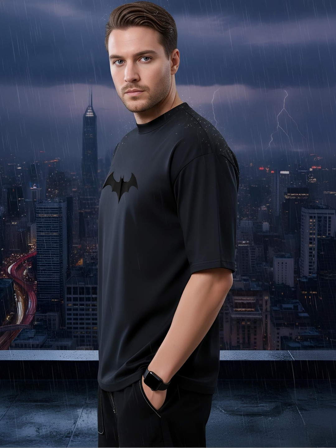 KAIDO Men Batman Printed T-shirt