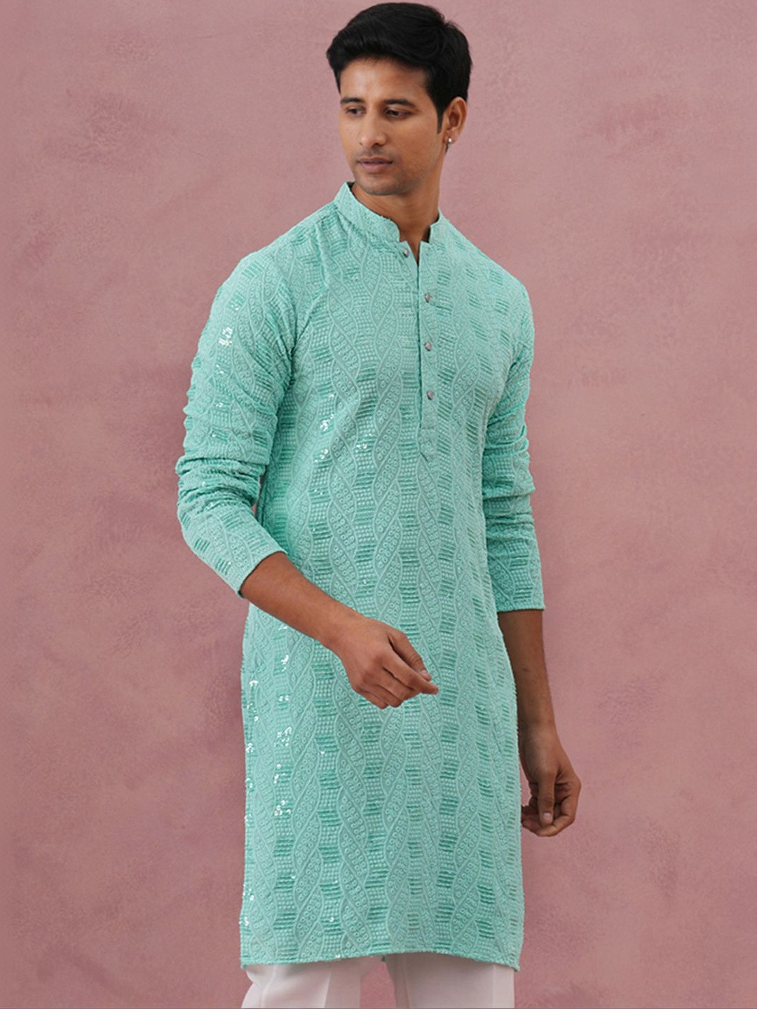 Jompers Men Ethnic Motifs Embellished Sequinned Kurta