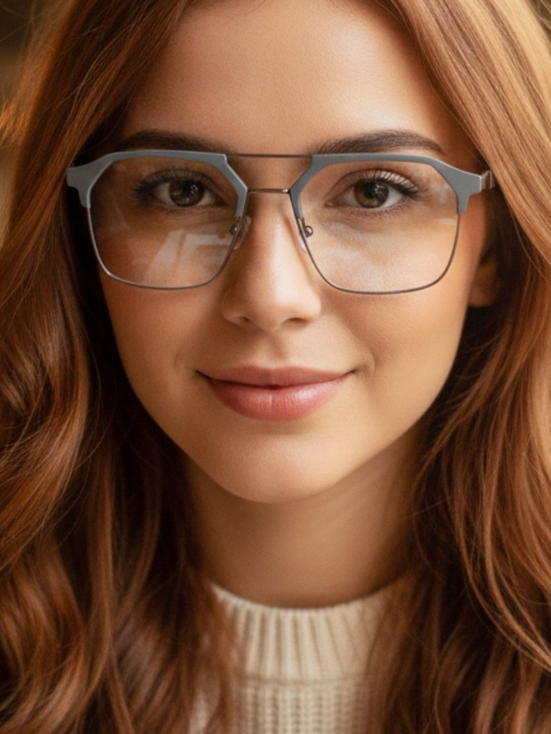 Irayz Unisex Grey Anti-Glare Square Computer Glasses