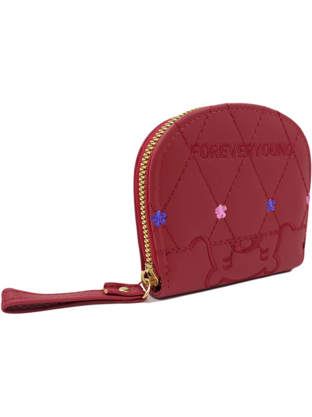 VALERIE Women Textured Embroidered PU Zip Around Wallet