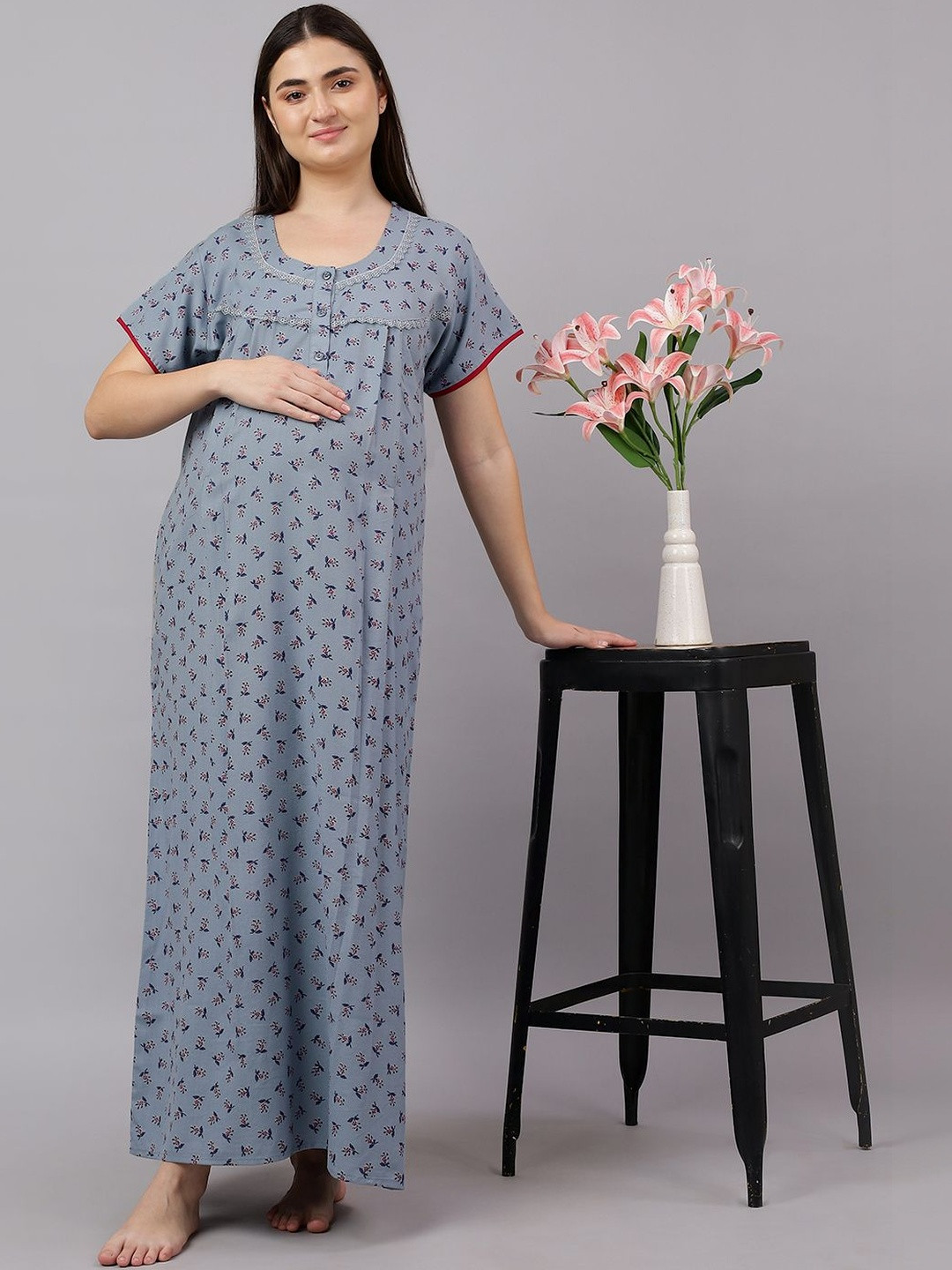 Mammas Maternity Printed Maxi Nightdress