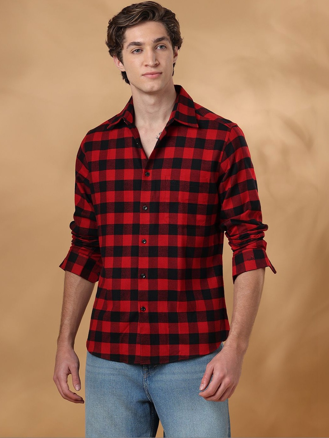 Aldeno Men Standard Buffalo Checks Checked Casual Shirt