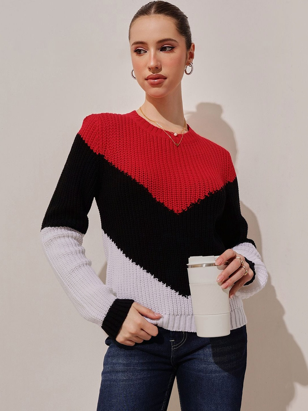 STREET 9 Women Colourblocked Pullover