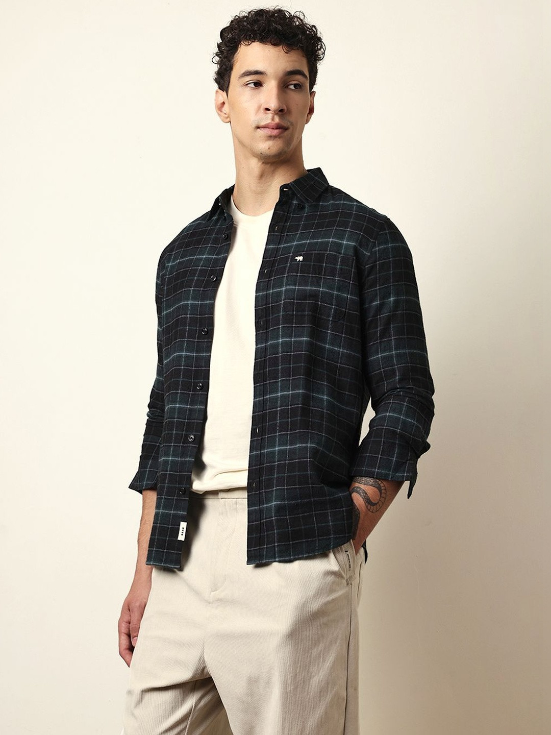 THE BEAR HOUSE Men Slim Fit Checked Casual Shirt