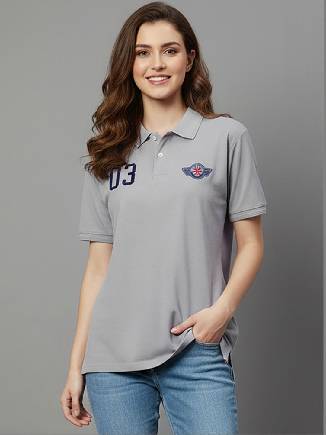 SZN Women Printed Polo Collar T-shirt