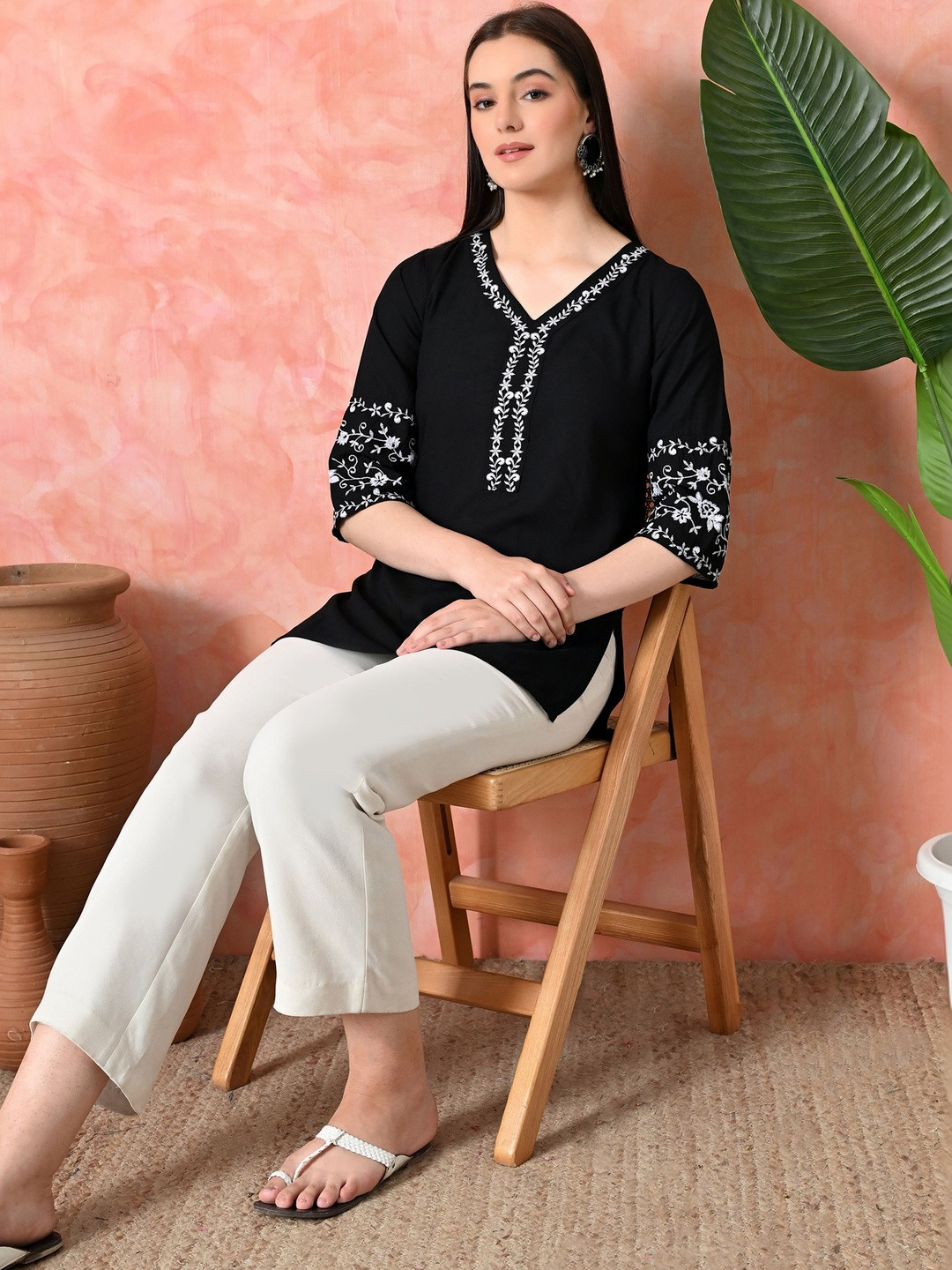 EMICA Embellished Embroidered Top
