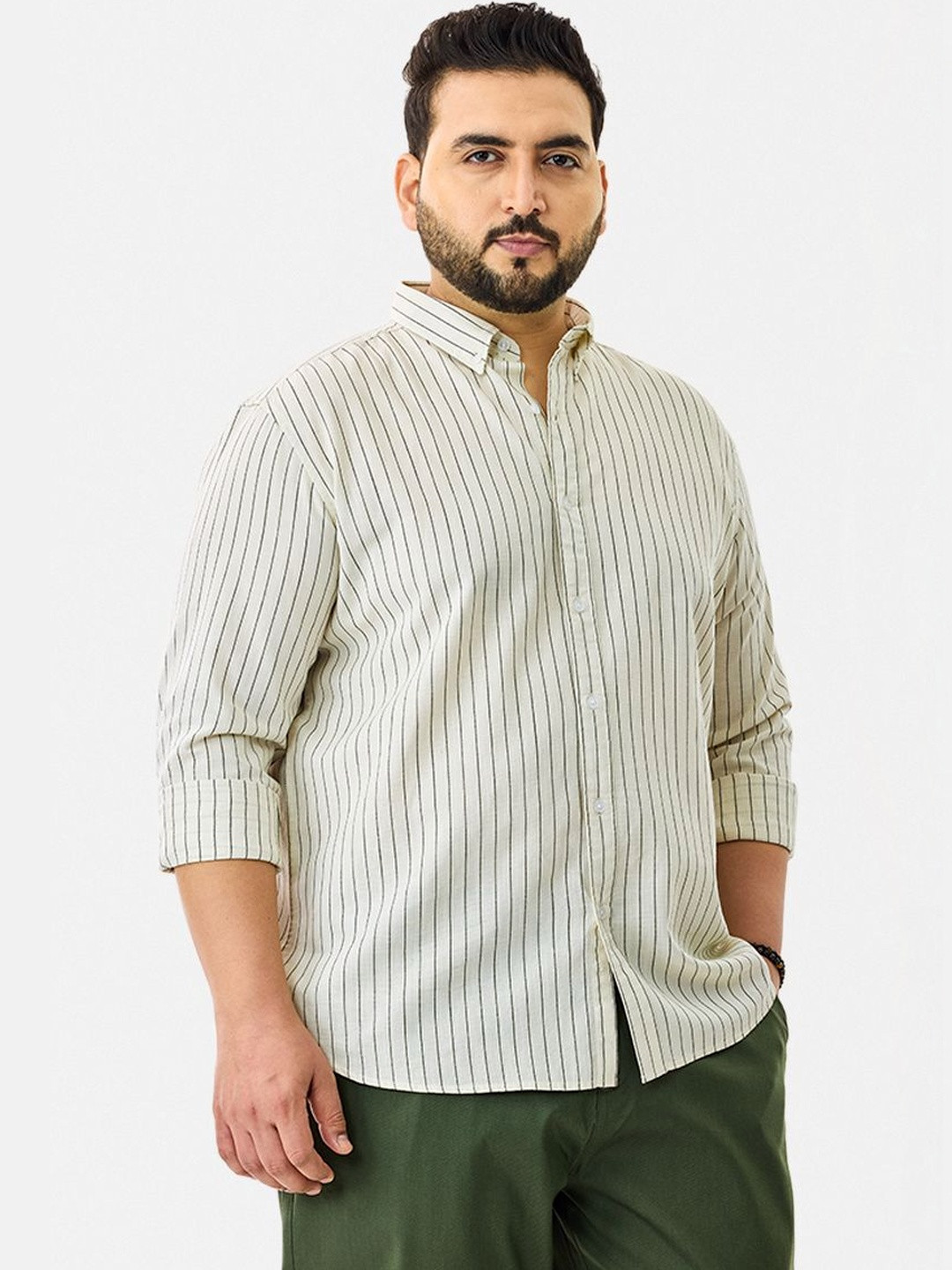 Snitch Plus Size Men Striped Casual Shirt
