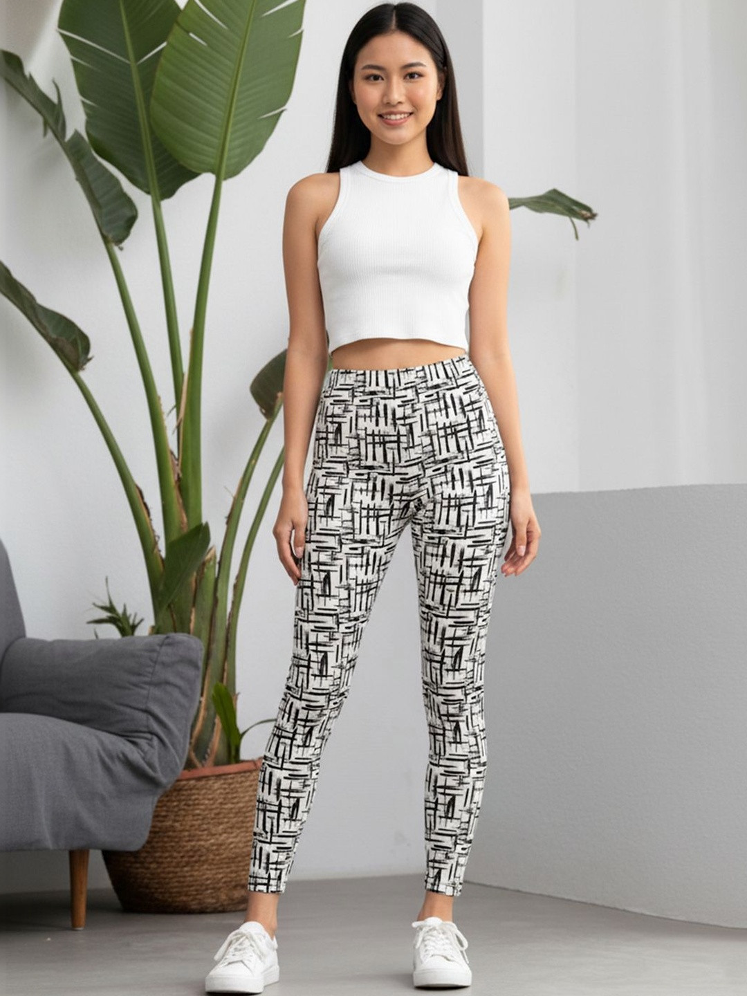 Moda Rapido Printed High Rise Ankle Length Gym Tights