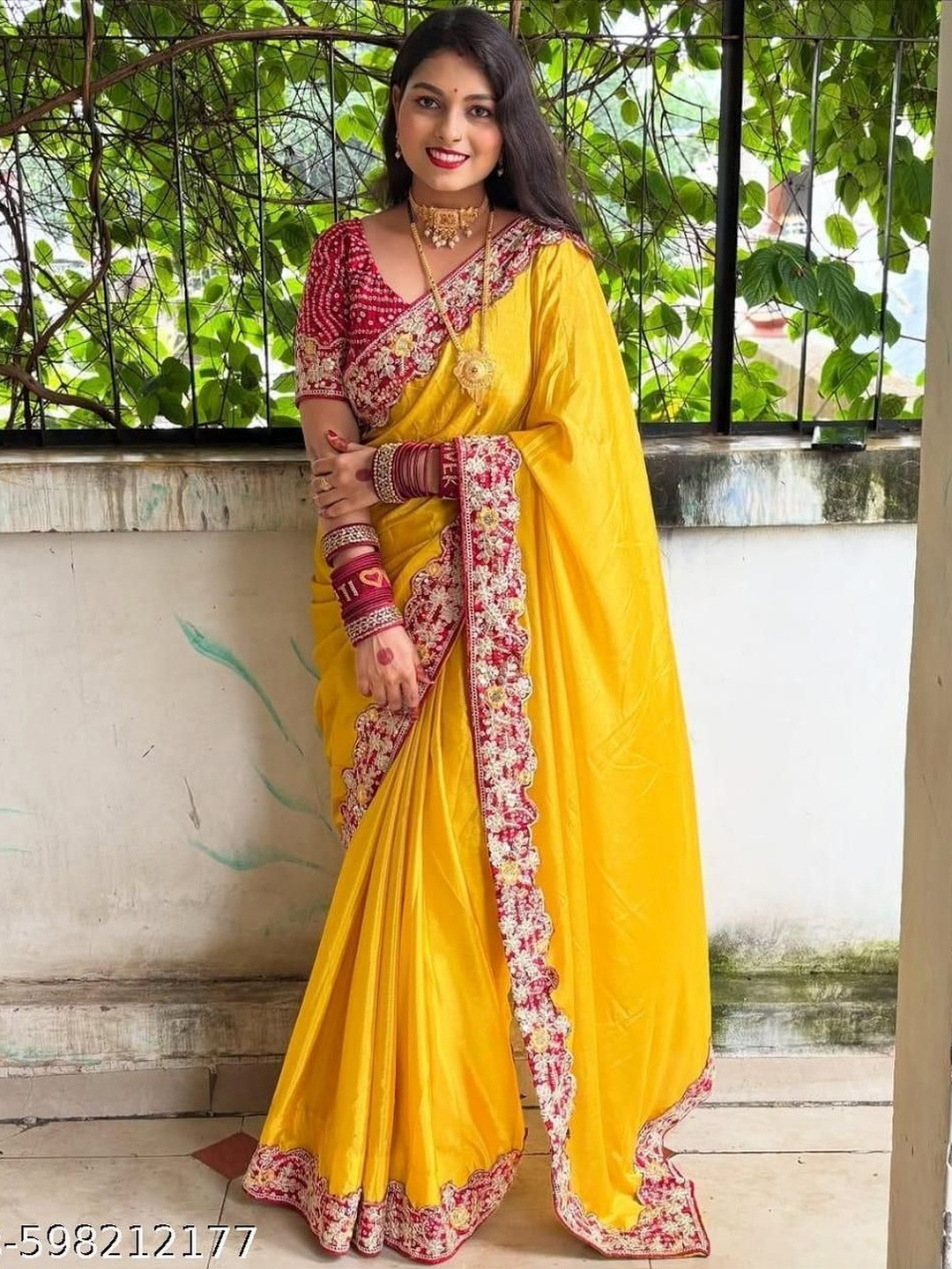 Zili Ethnic Motifs Embroidered Art Silk Heavy Work Saree