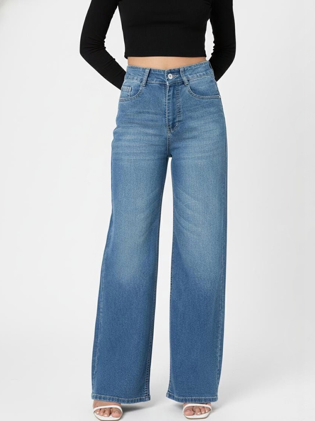 HUNTER & HAYES Women Wide Leg High-Rise Stretchable Jeans