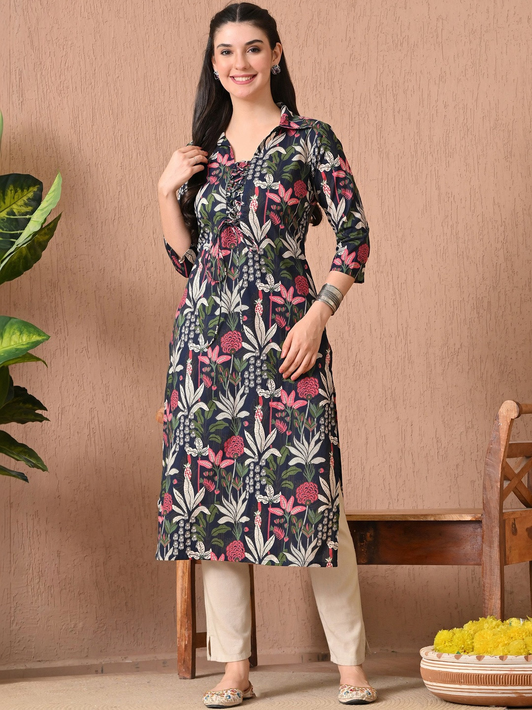 KEOSA Women Floral Printed Indie Florals Kurta