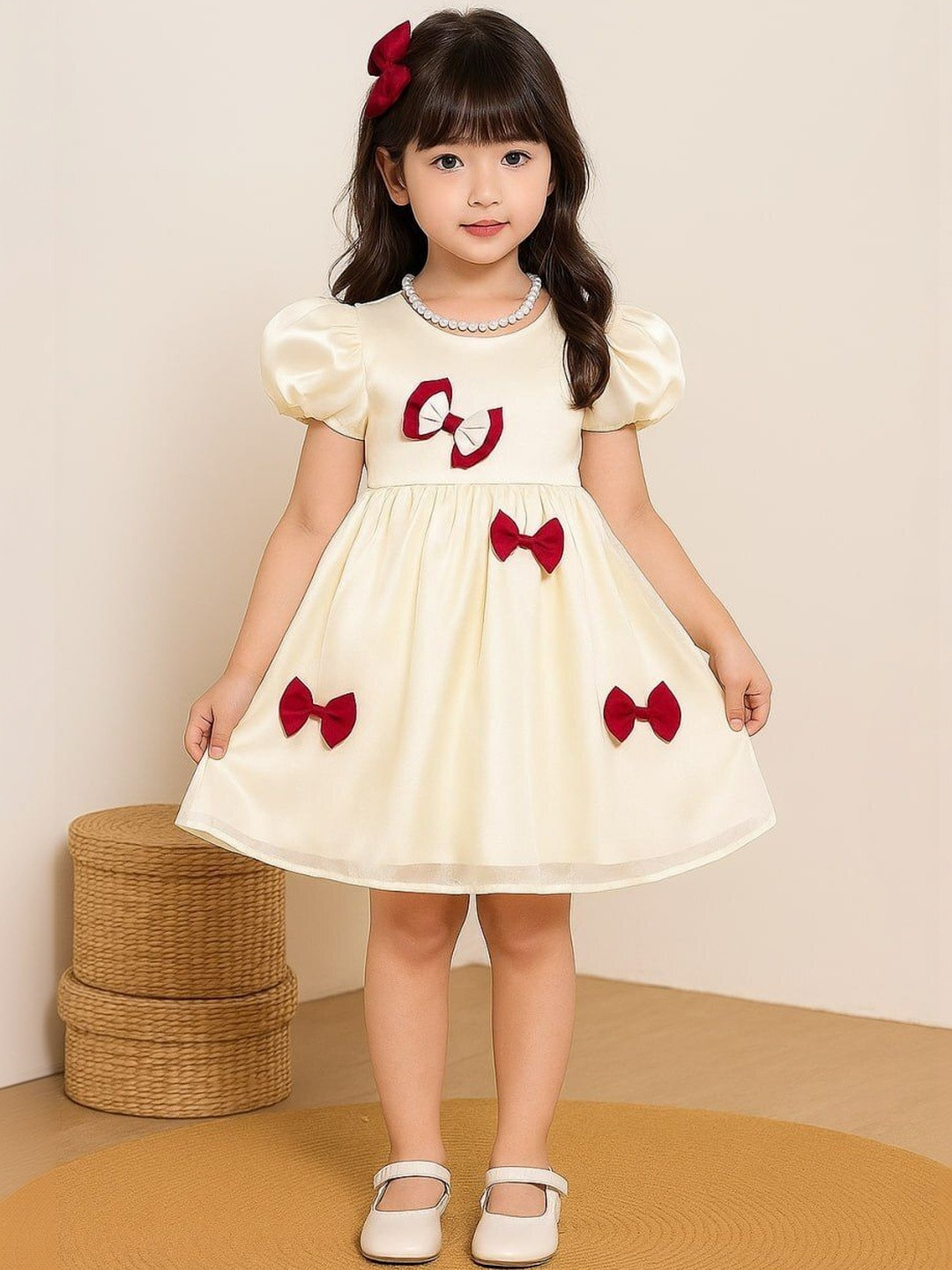 DHARMIKAAY TRENDZ Puff Sleeve Fit & Flare Dress