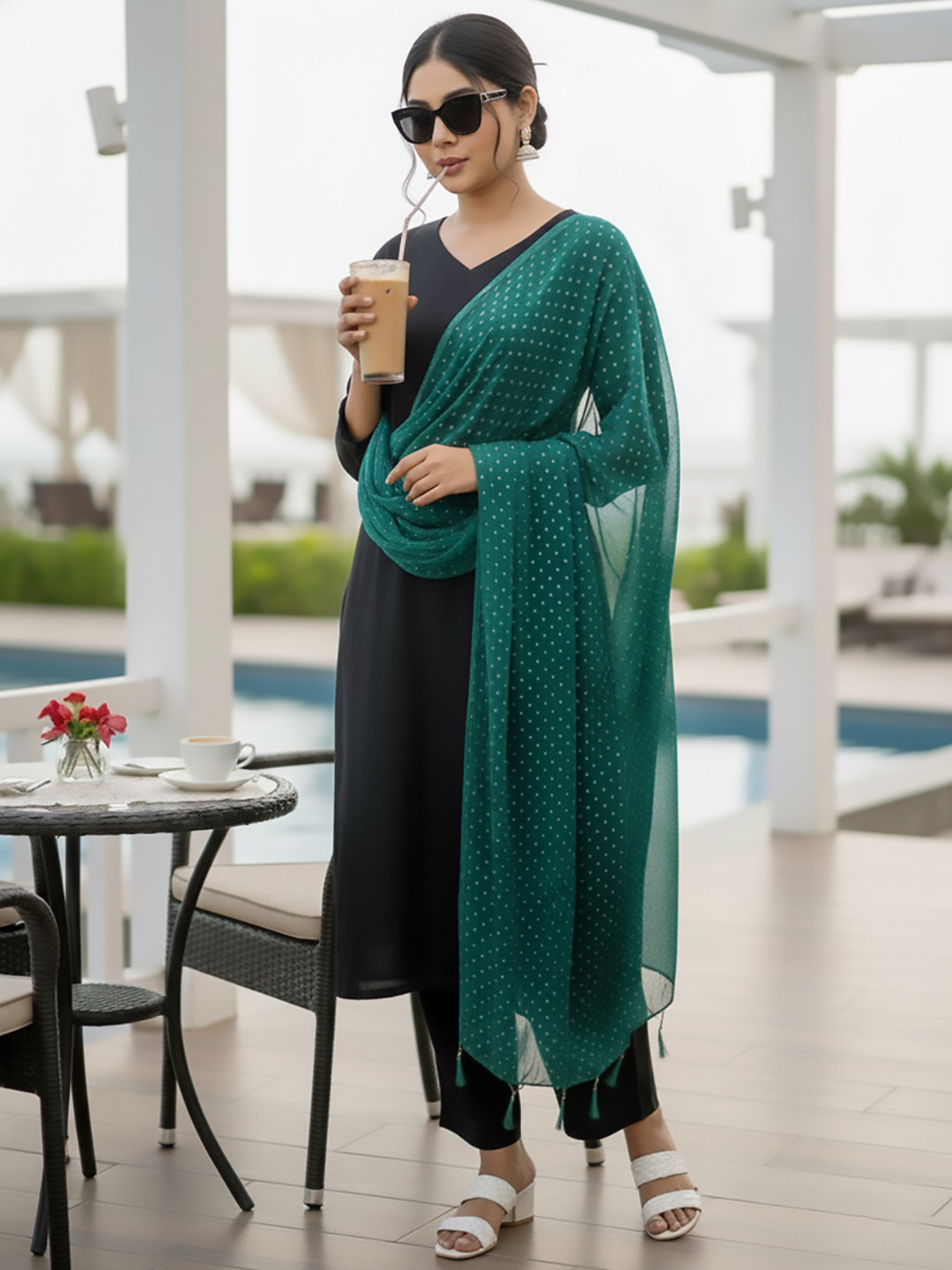 Varanga Geometric Printed Dupatta With Tasselled Border