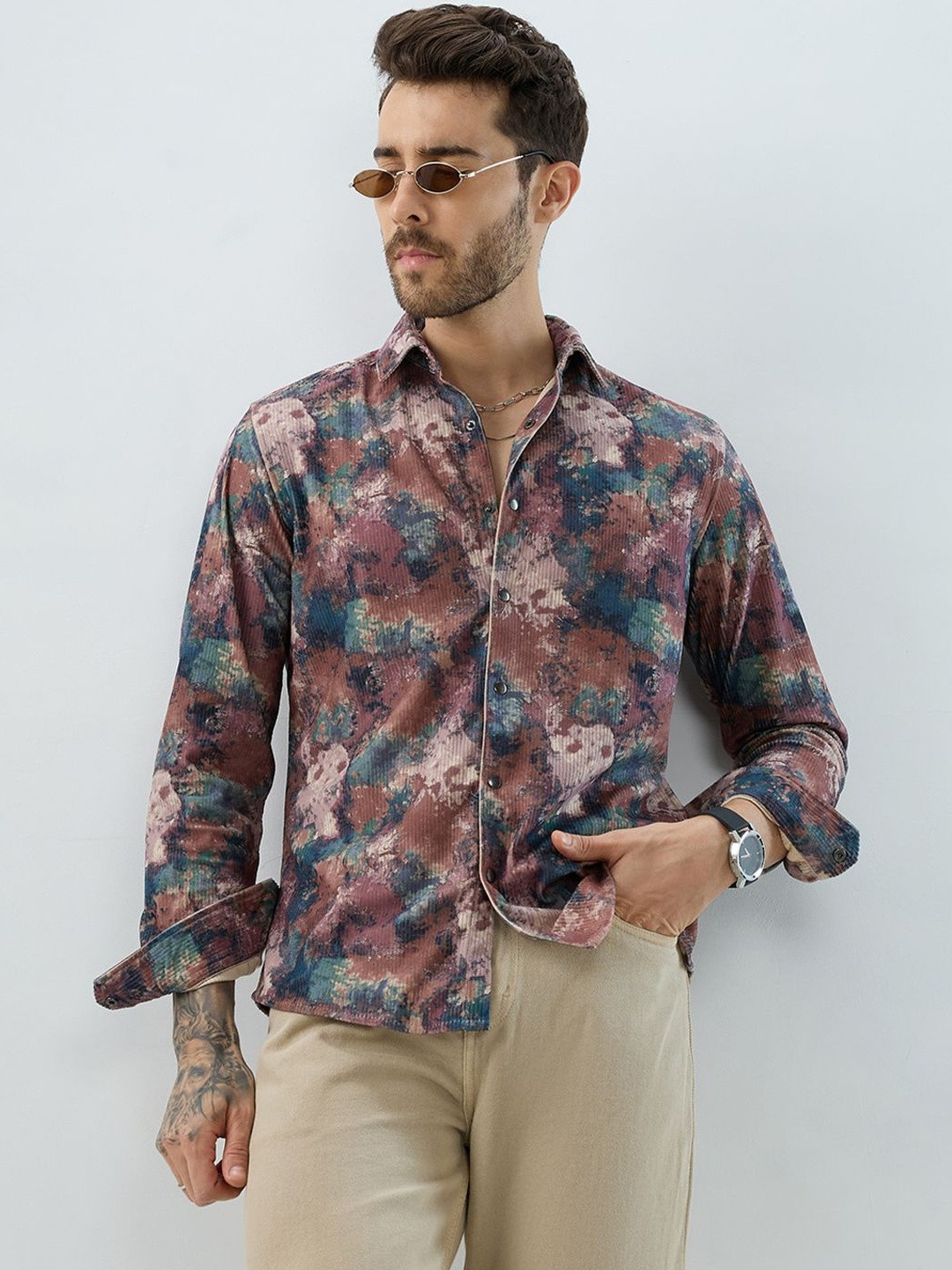 VASTRADO Desert Mirage Floral Cotton Long Sleeves Shirt
