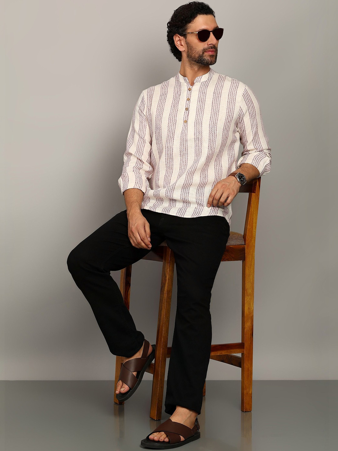 HERE&NOW Men Striped Kurta