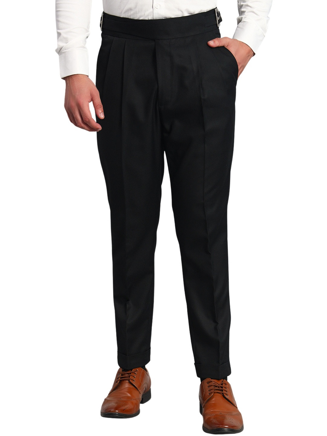 Qlanz Men Wrinkle Free Pleated Trousers