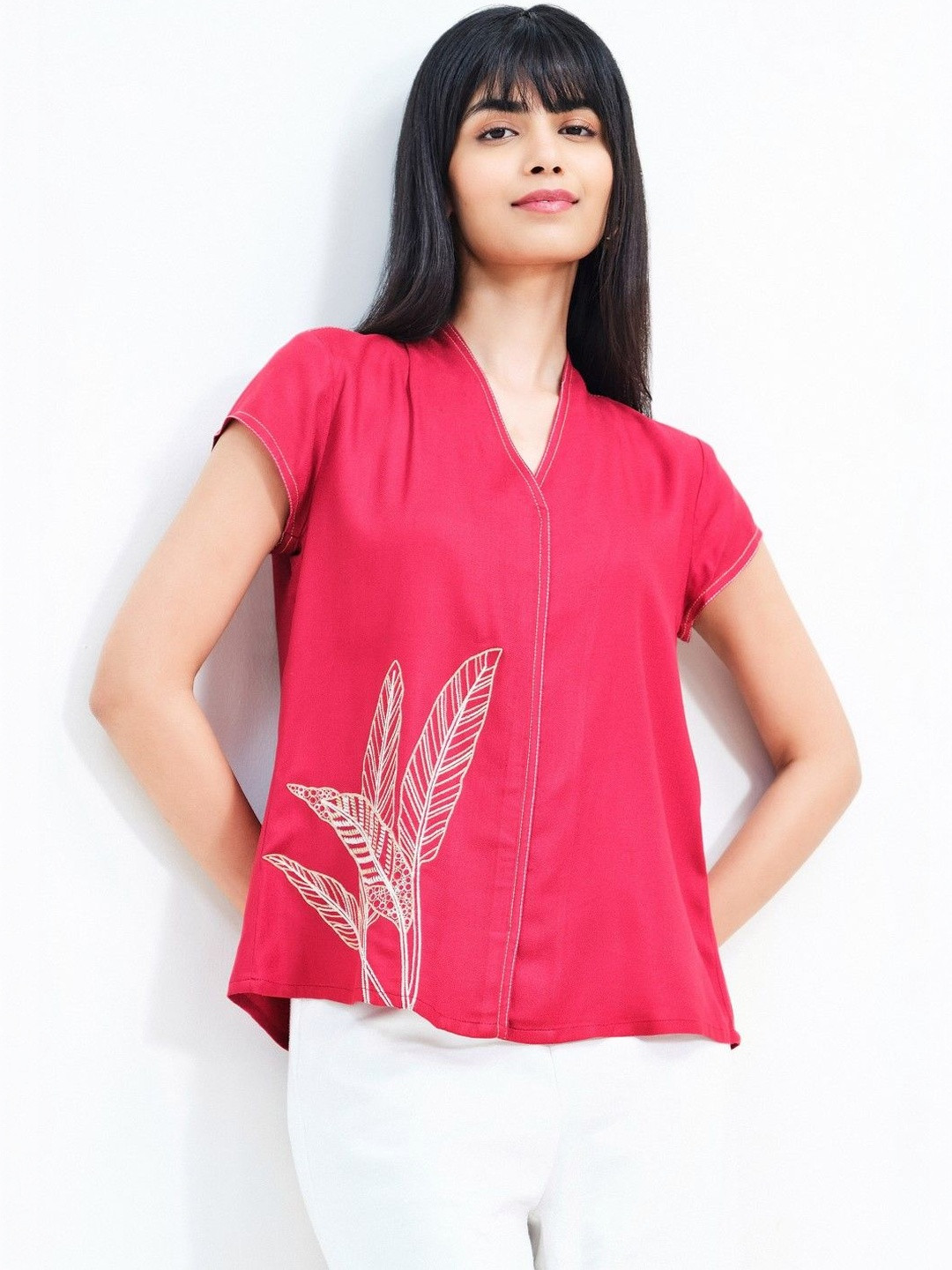 AND Floral Embroidered Top